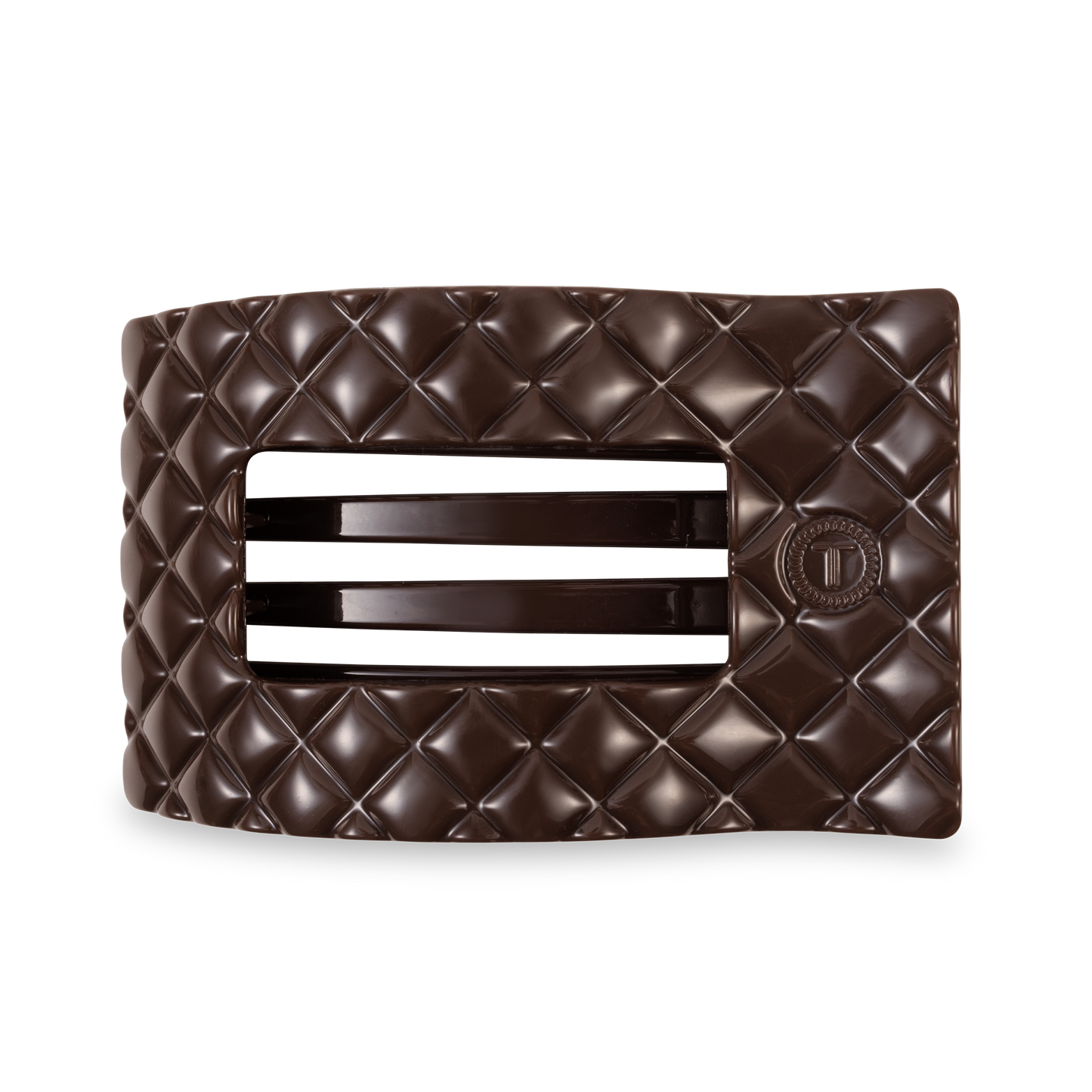 TELETIES - Flat Rectangle Hair Clip | Large | Truly Taupe Quilted