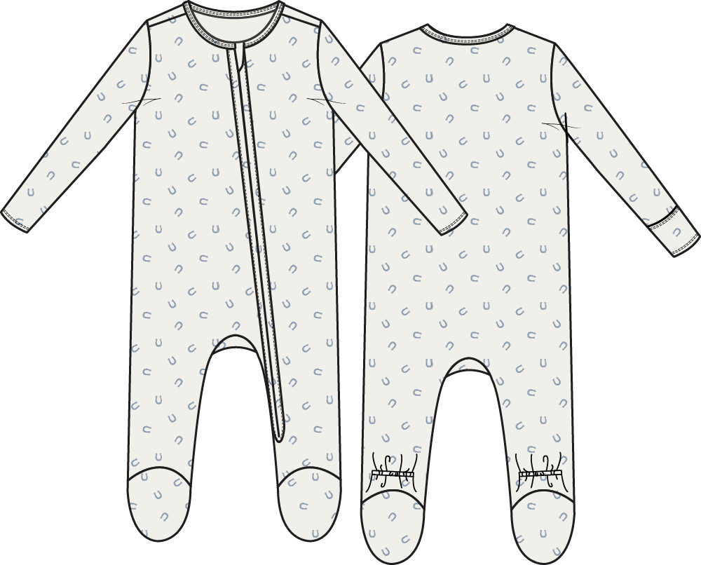 Angel Dear - Little Horseshoes Blue - 2 Way Zipper Footie
