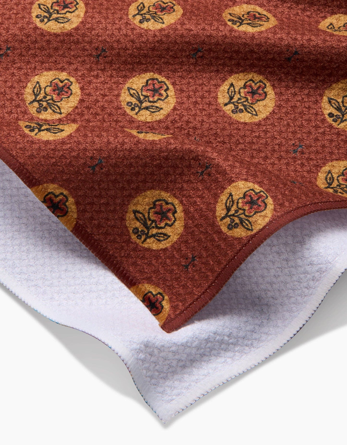 Geometry - Artisanal Floral Orange Tea Towel