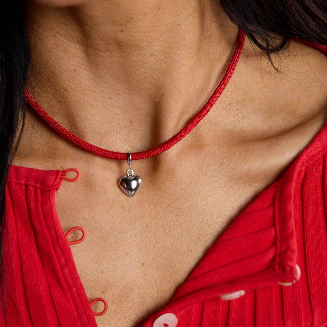 Nickel and Suede - Silver Puffy Heart Charm