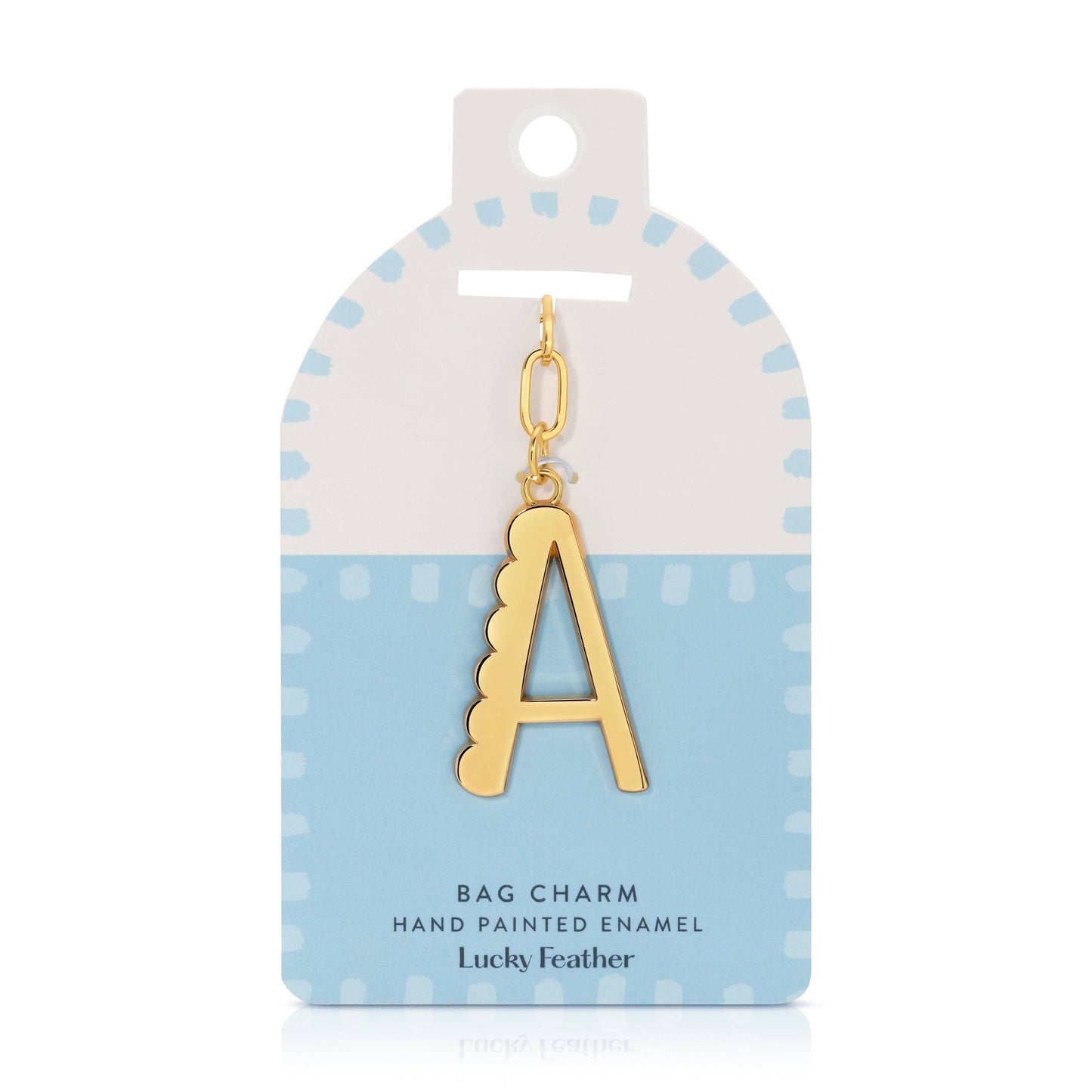 Lucky Feather - Enamel Bag Charm / Keychain - Letter - A
