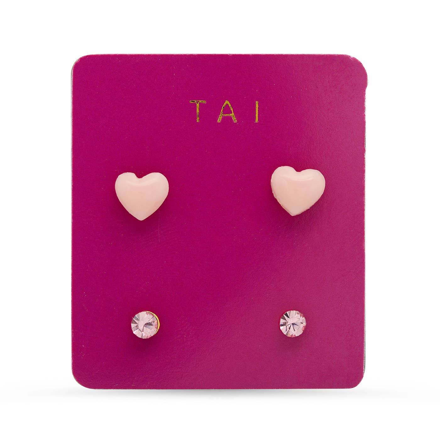 Tai Jewelry - Set of 2 - Heart and Round Studs
