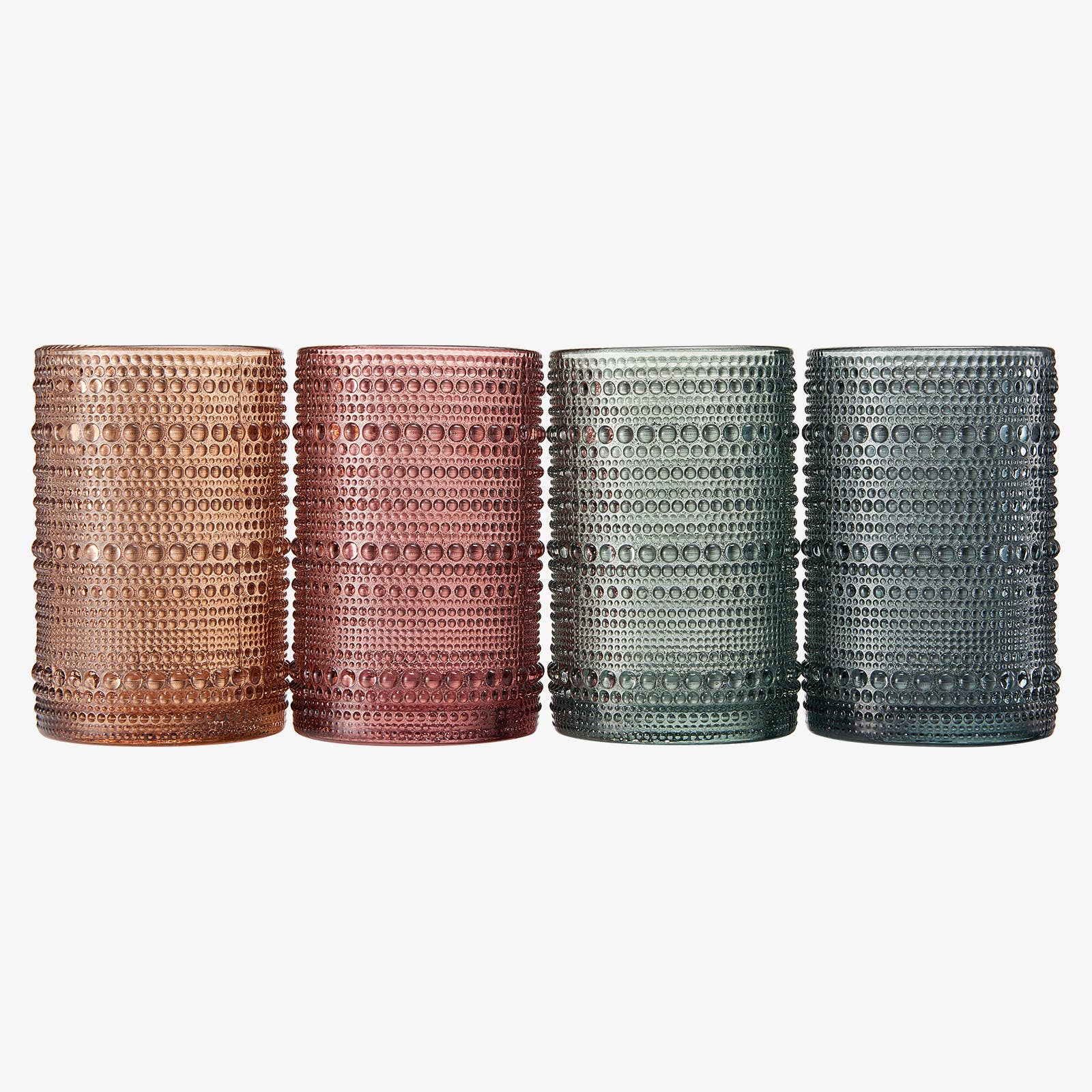Beaded Highball Drinking Glasses  - Assorted Muted Colors