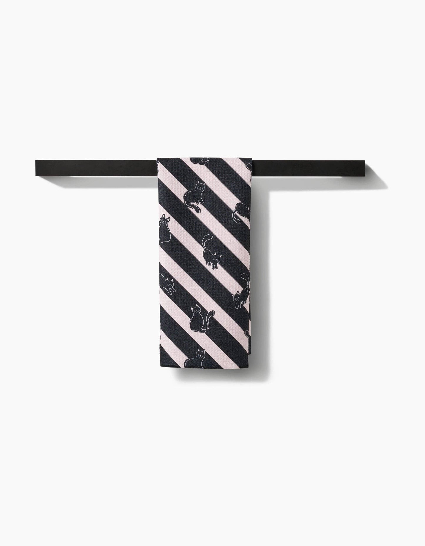 Geometry - Striped Black Cats Tea Towel