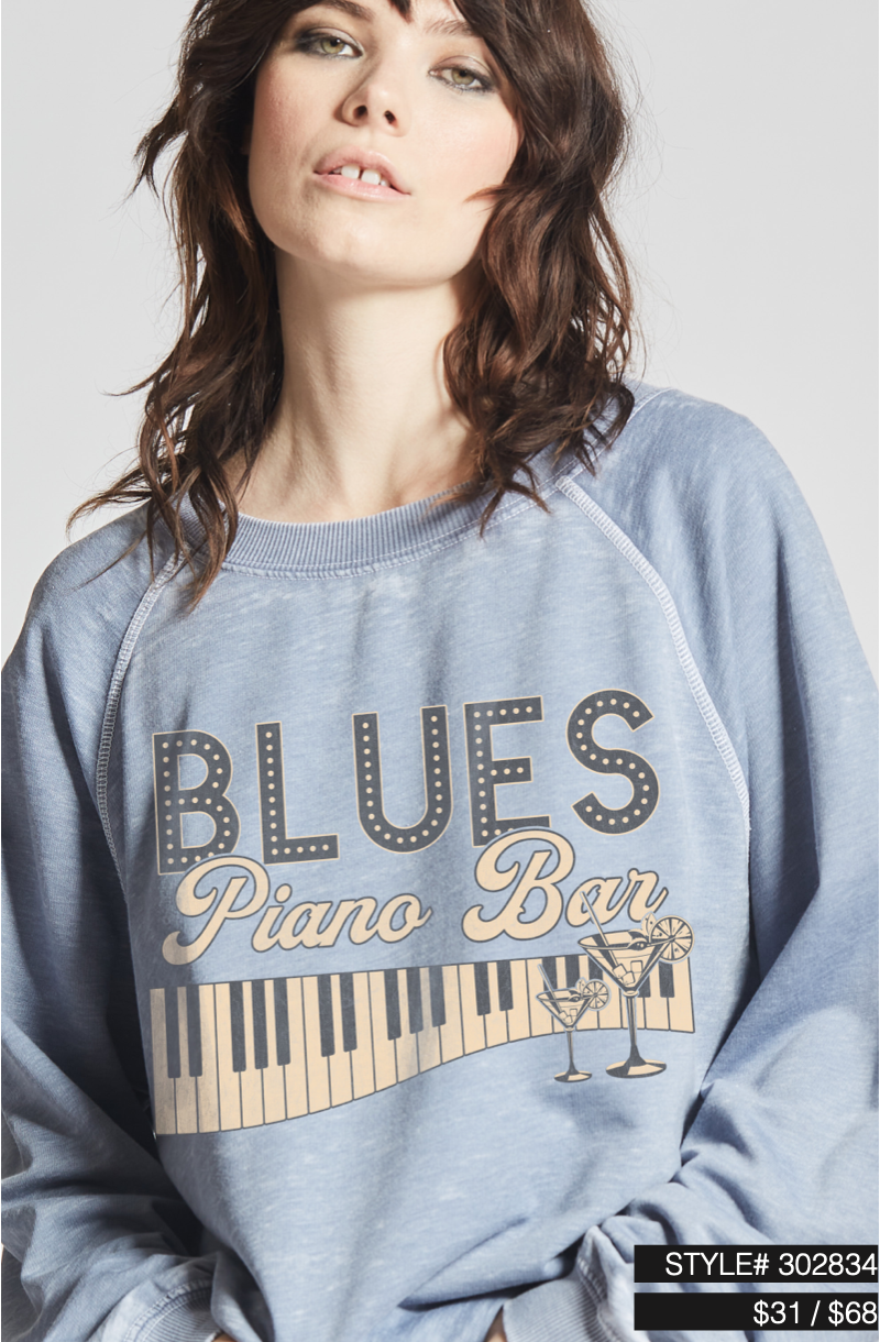 Recycled Karma - 302834 - 1130 Blues Piano Bar Graphic Sweatshirt