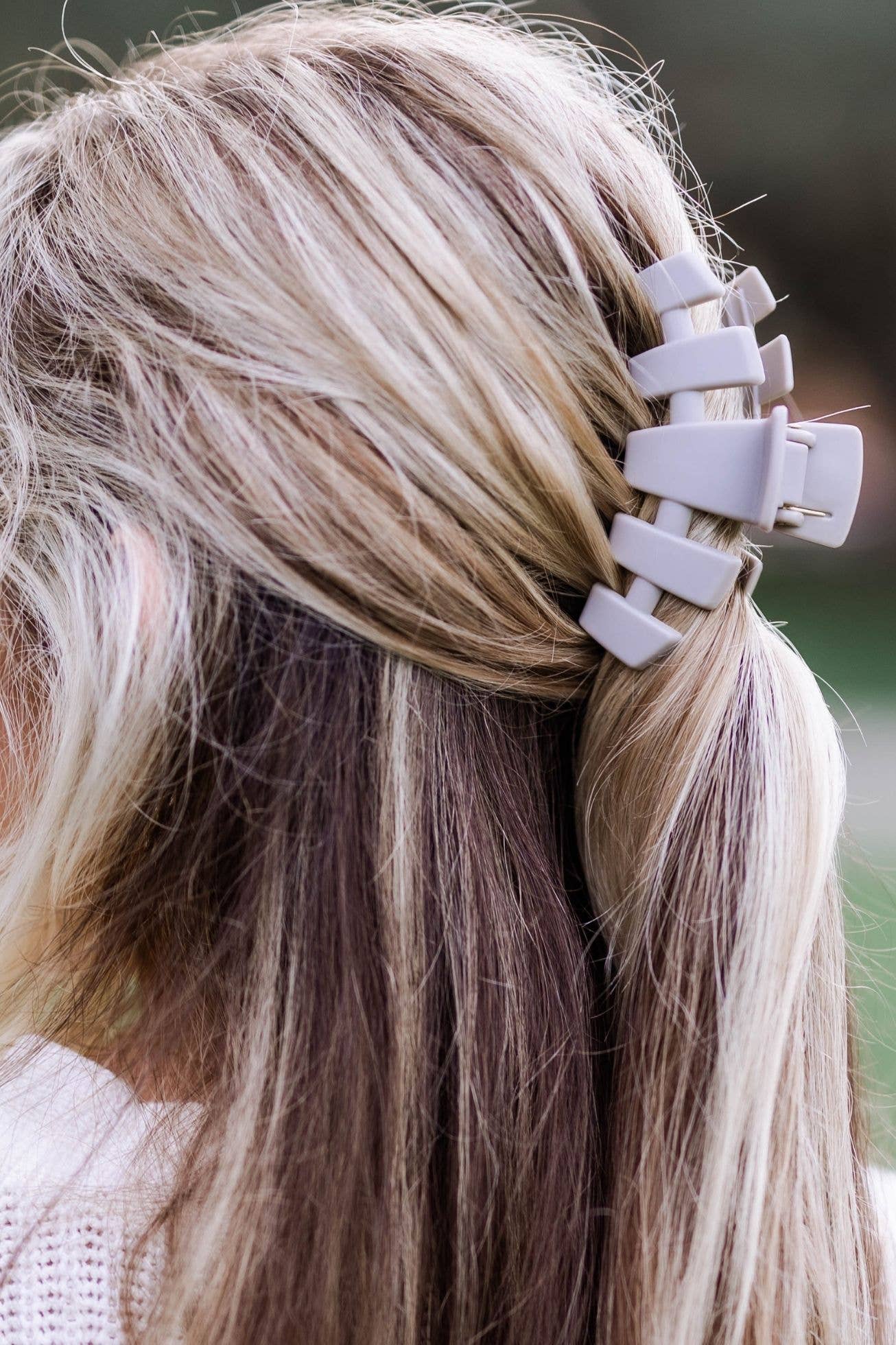 TELETIES - Classic Hair Clip | Medium | Silver Flames