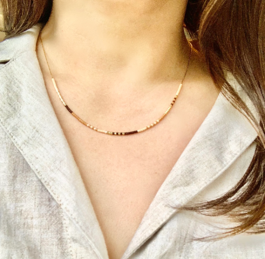 Ocean Breakup - Rich Neutral Seed Bead Necklace