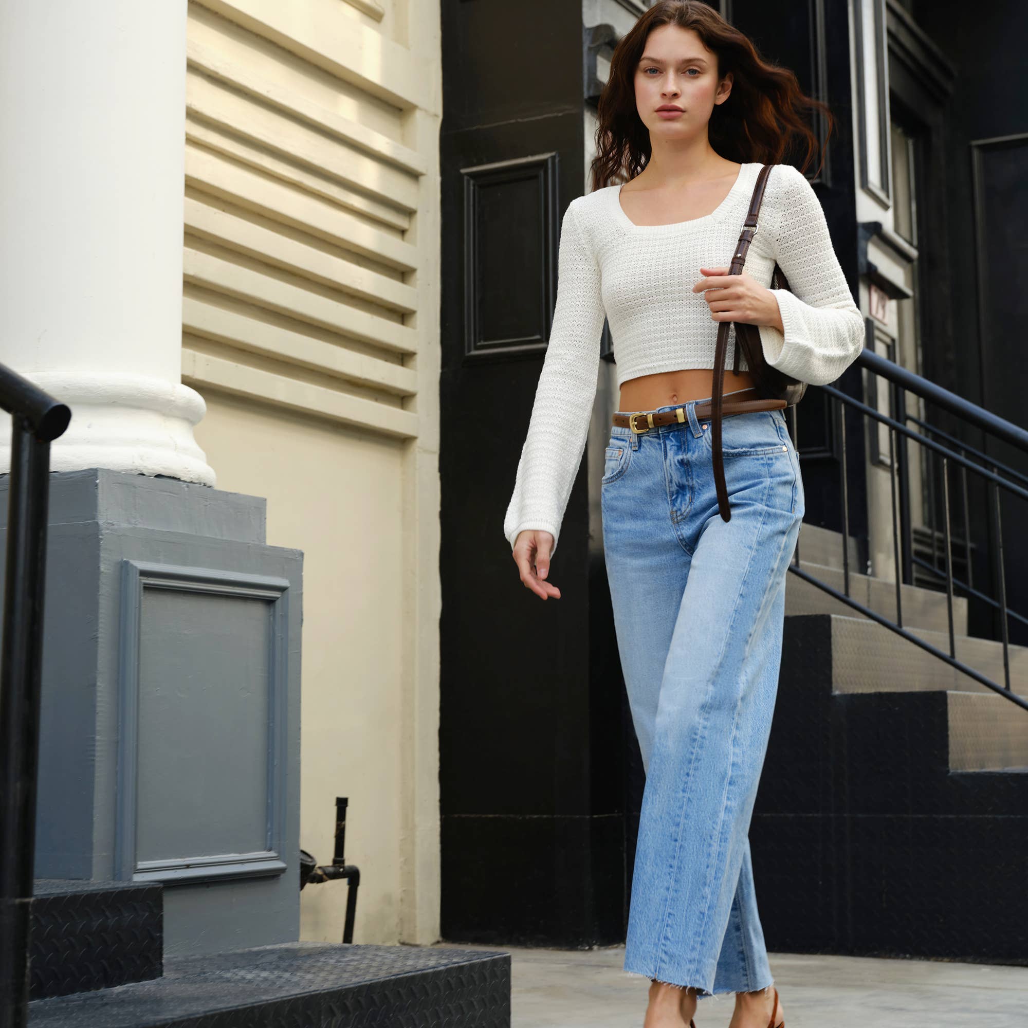 BAYEAS - HIGH RISE RELAXED STRAIGHT DENIM WITH RAW HEM