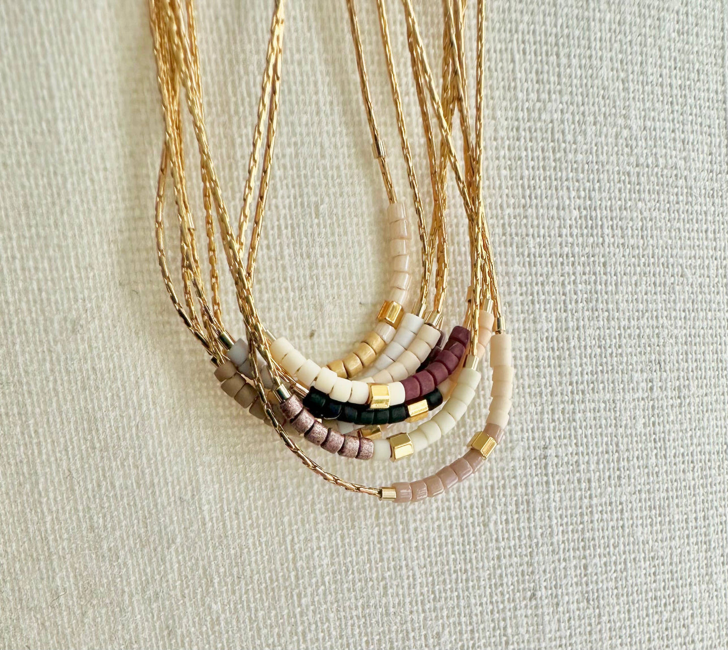 Ocean Breakup - Minimalist Beaded Necklace - Neutrals
