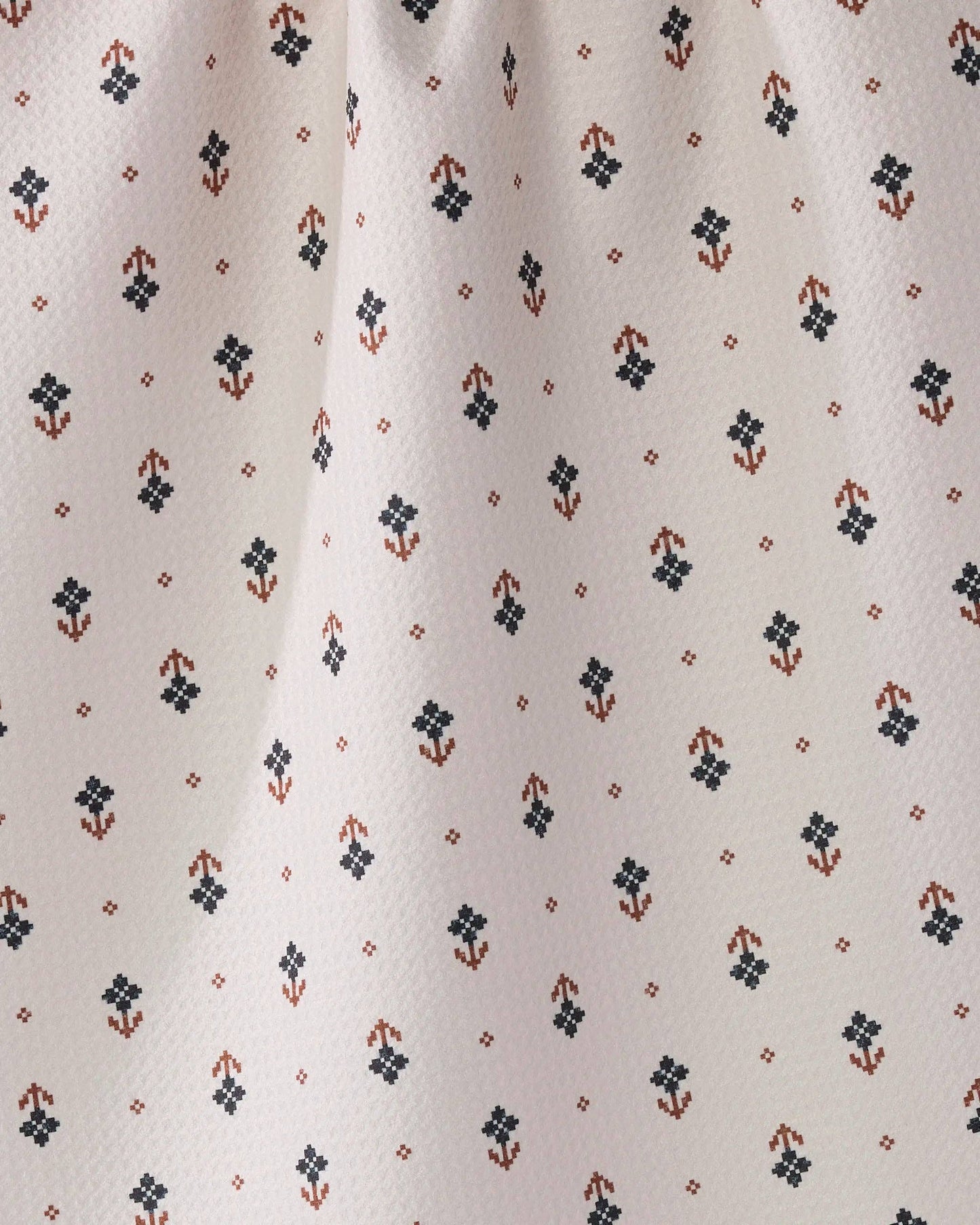 Geometry - Folk Pixel White Tea Towel