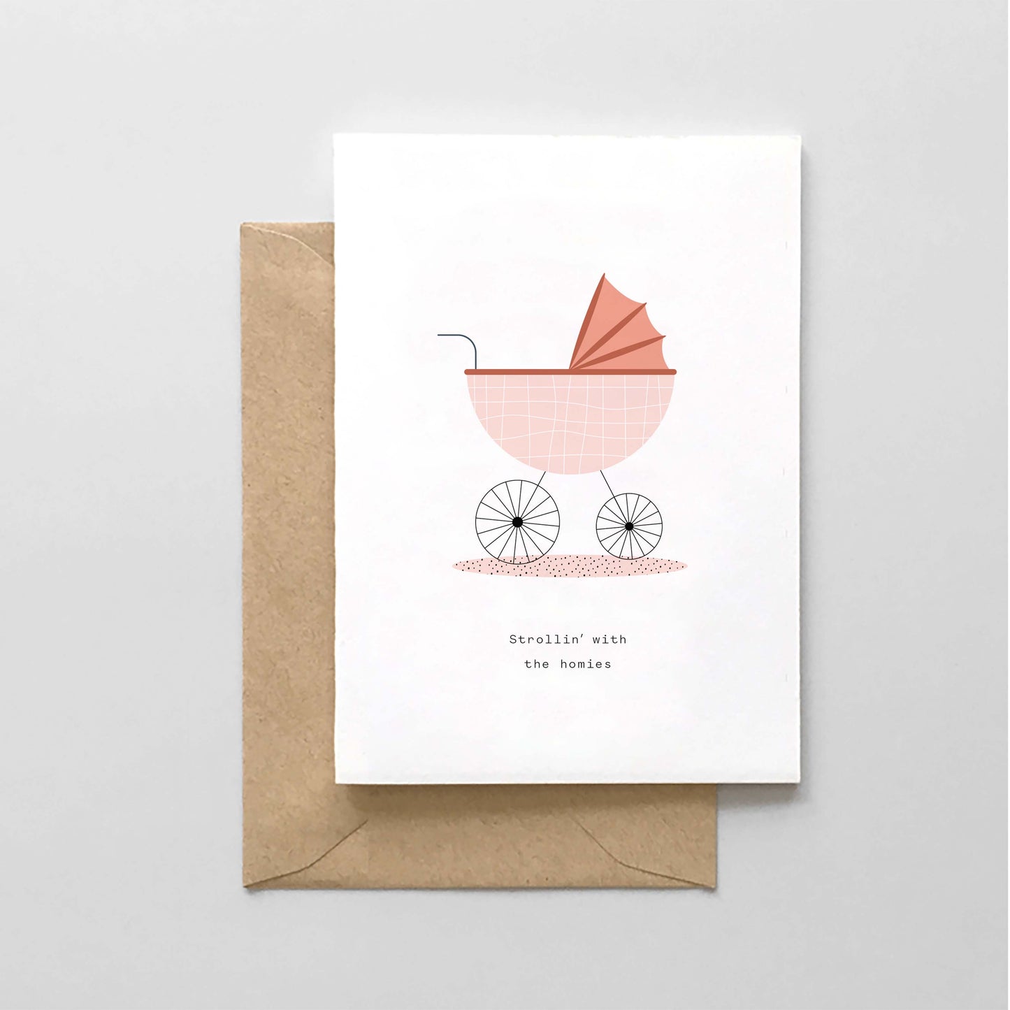 Spaghetti & Meatballs - Strollin' With The Homies - New Baby Card