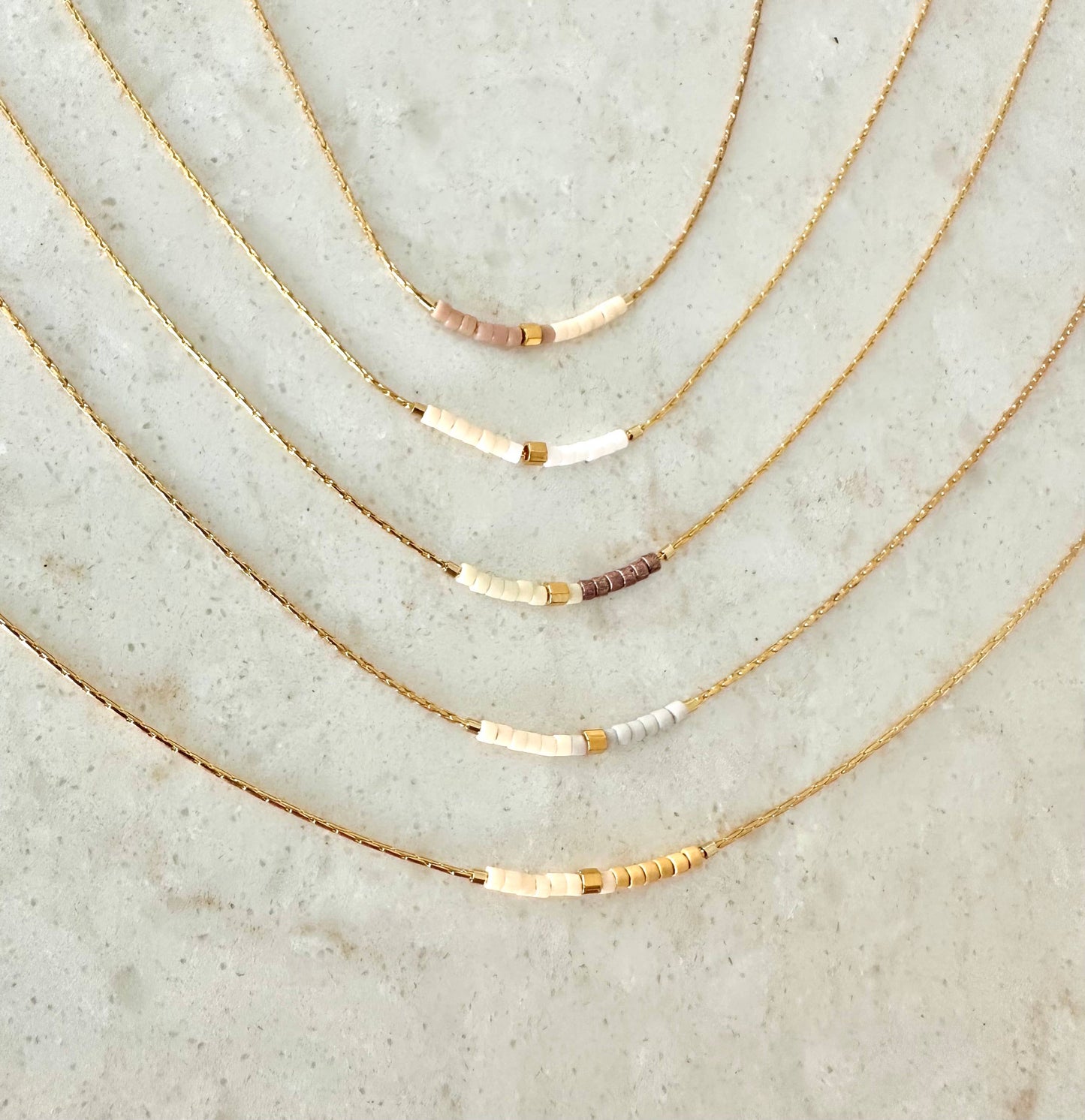 Ocean Breakup - Minimalist Beaded Necklace - Neutrals