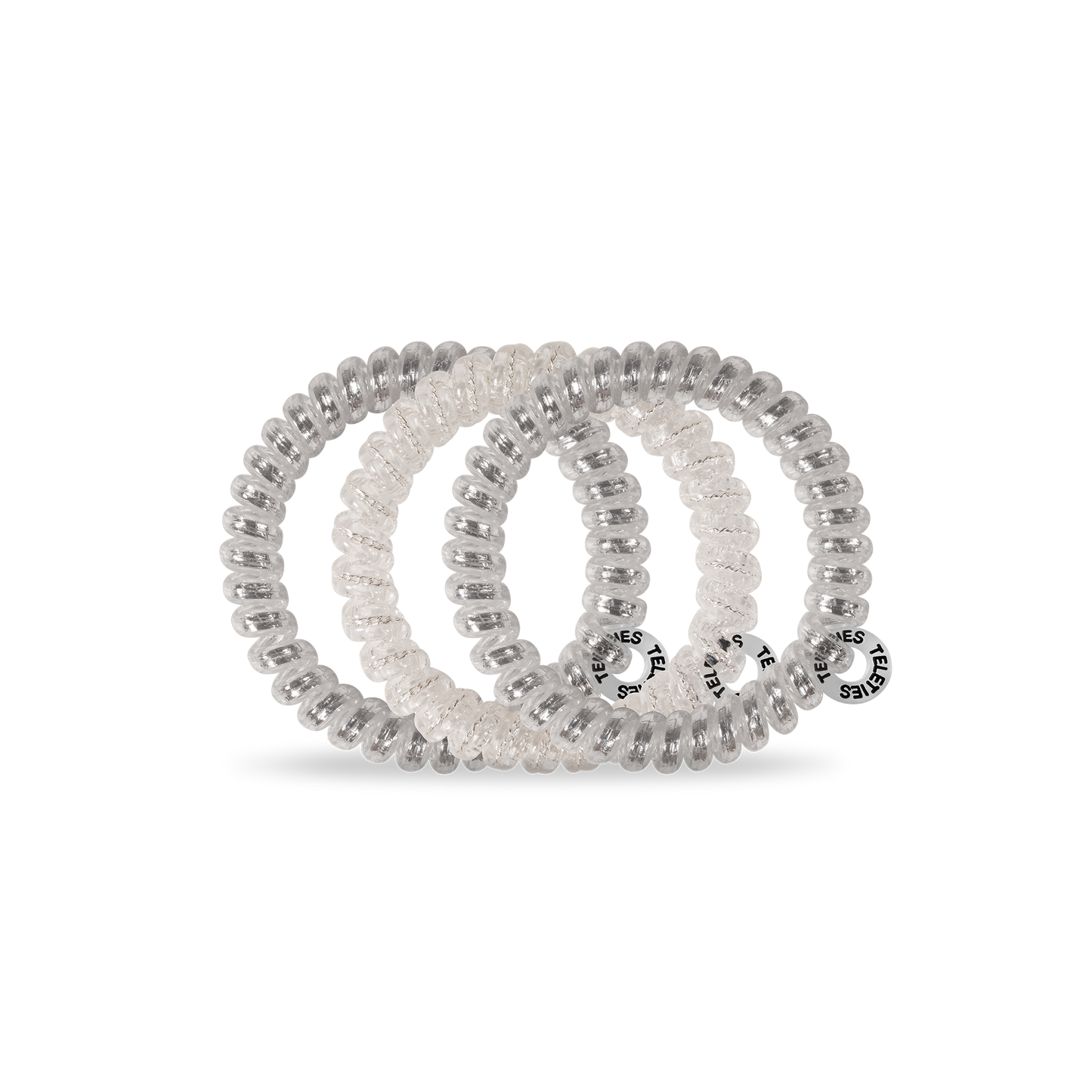 TELETIES - Spiral Hair Coils | Small | Silver Slay Hair Ties