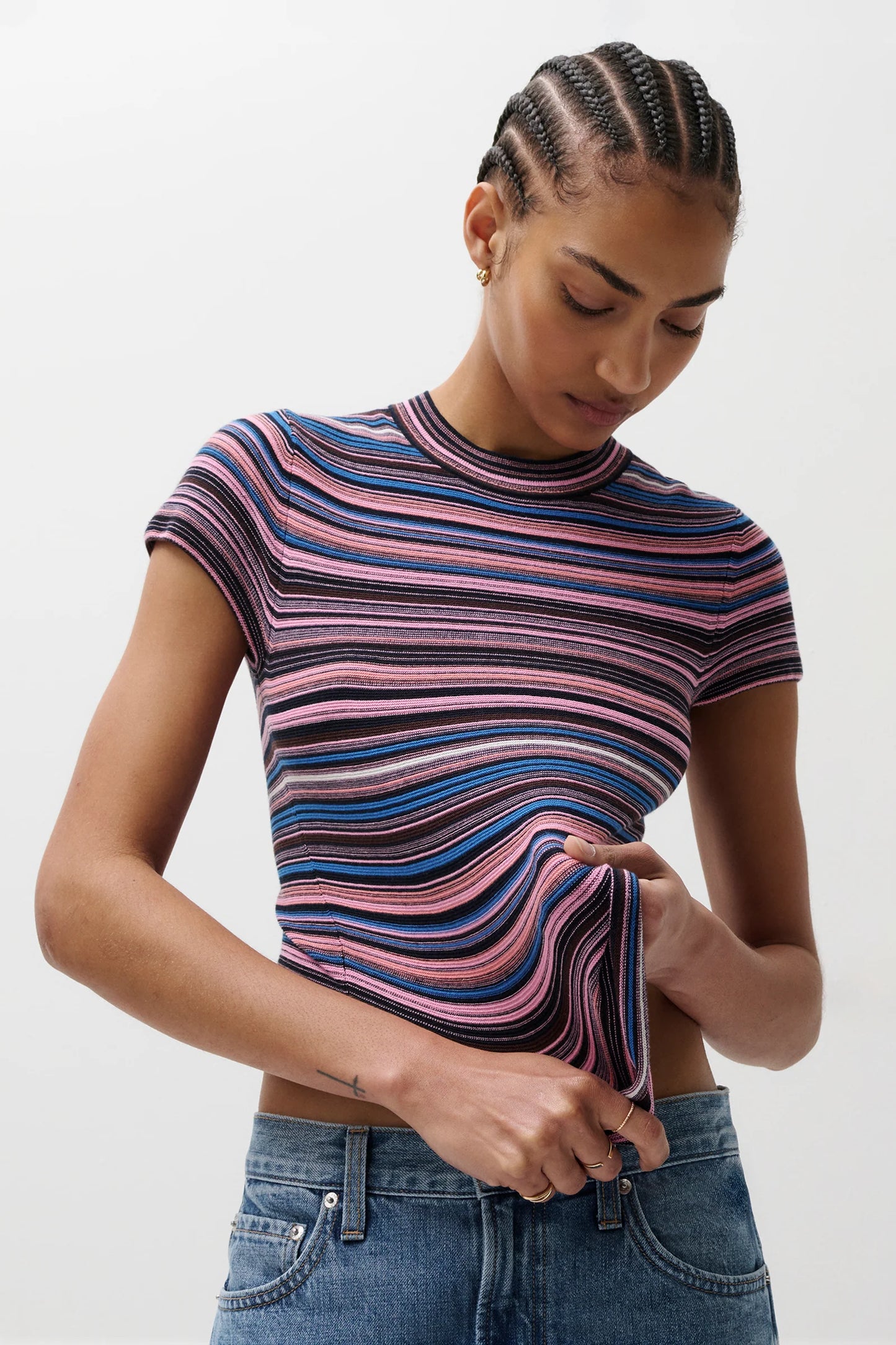 Pistola Sweater Tee - Egyptian Blue Stripe