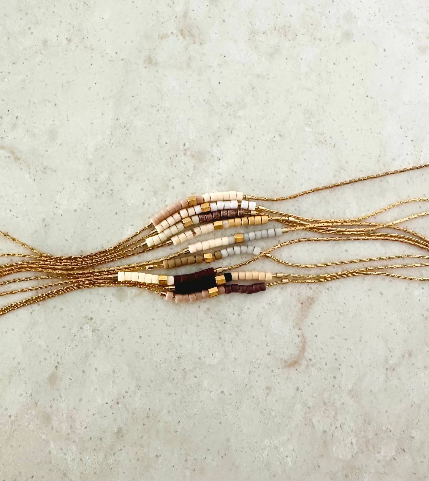 Ocean Breakup - Minimalist Beaded Necklace - Neutrals