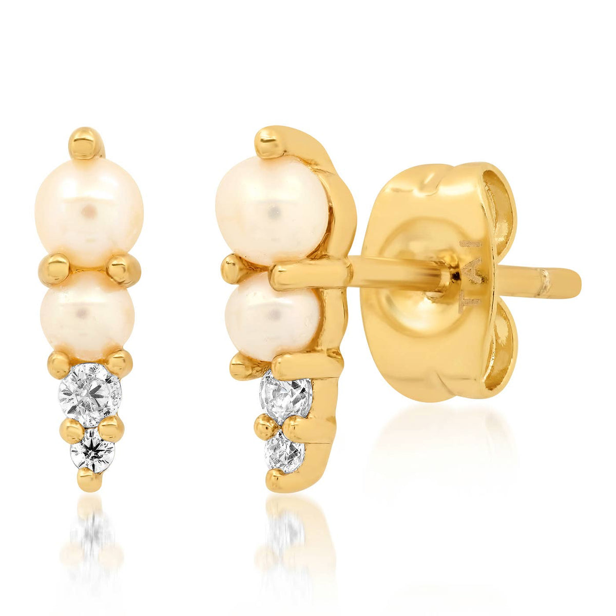 Tai Jewelry - Pearl and Pave Spike Post Earrings