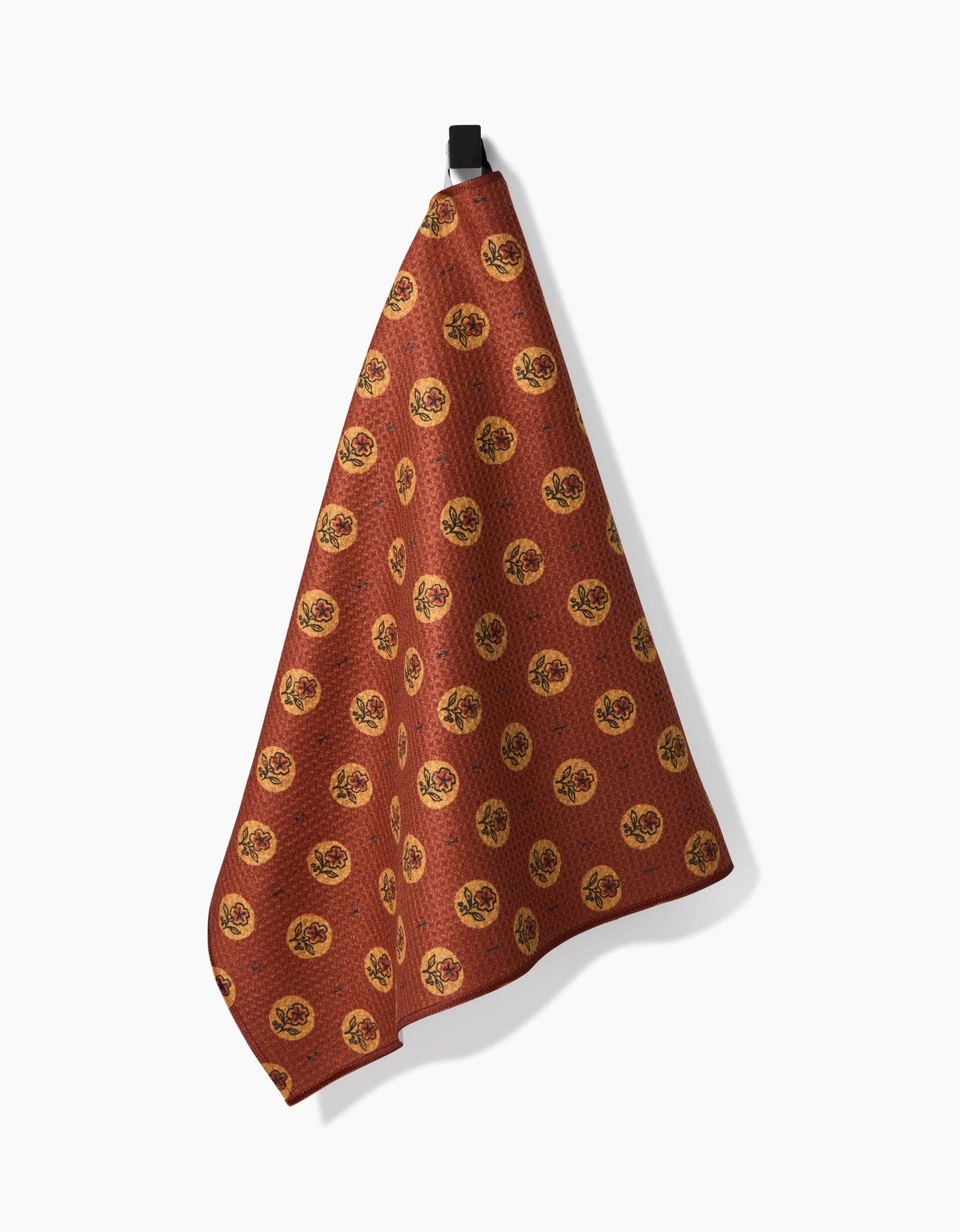 Geometry - Artisanal Floral Orange Tea Towel