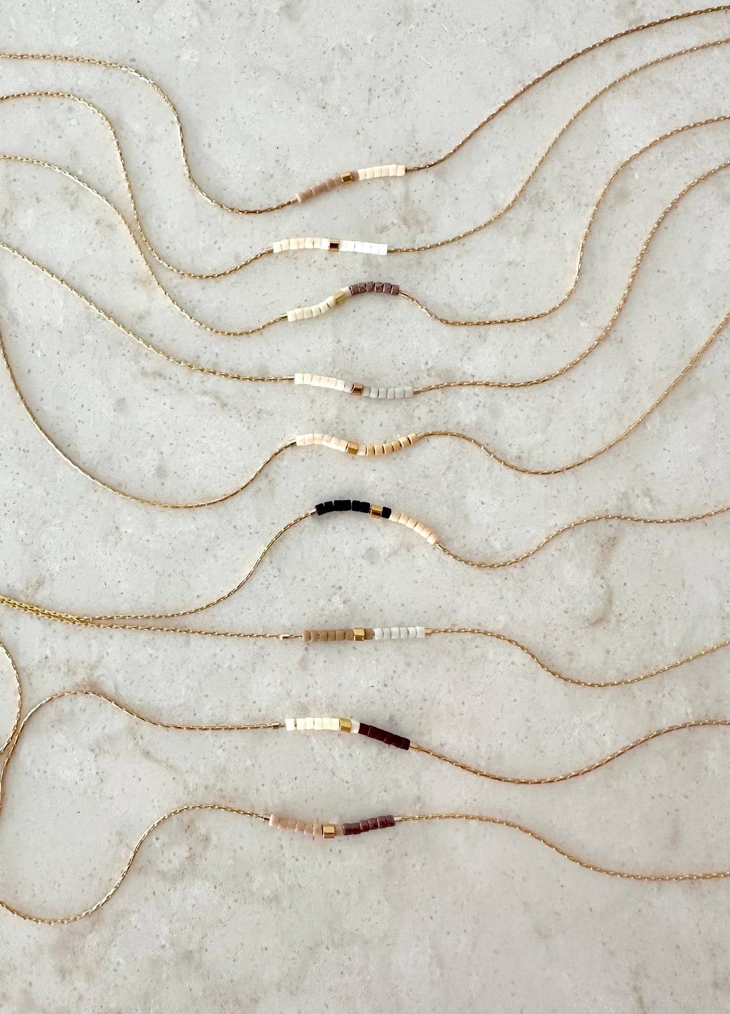 Ocean Breakup - Minimalist Beaded Necklace - Neutrals