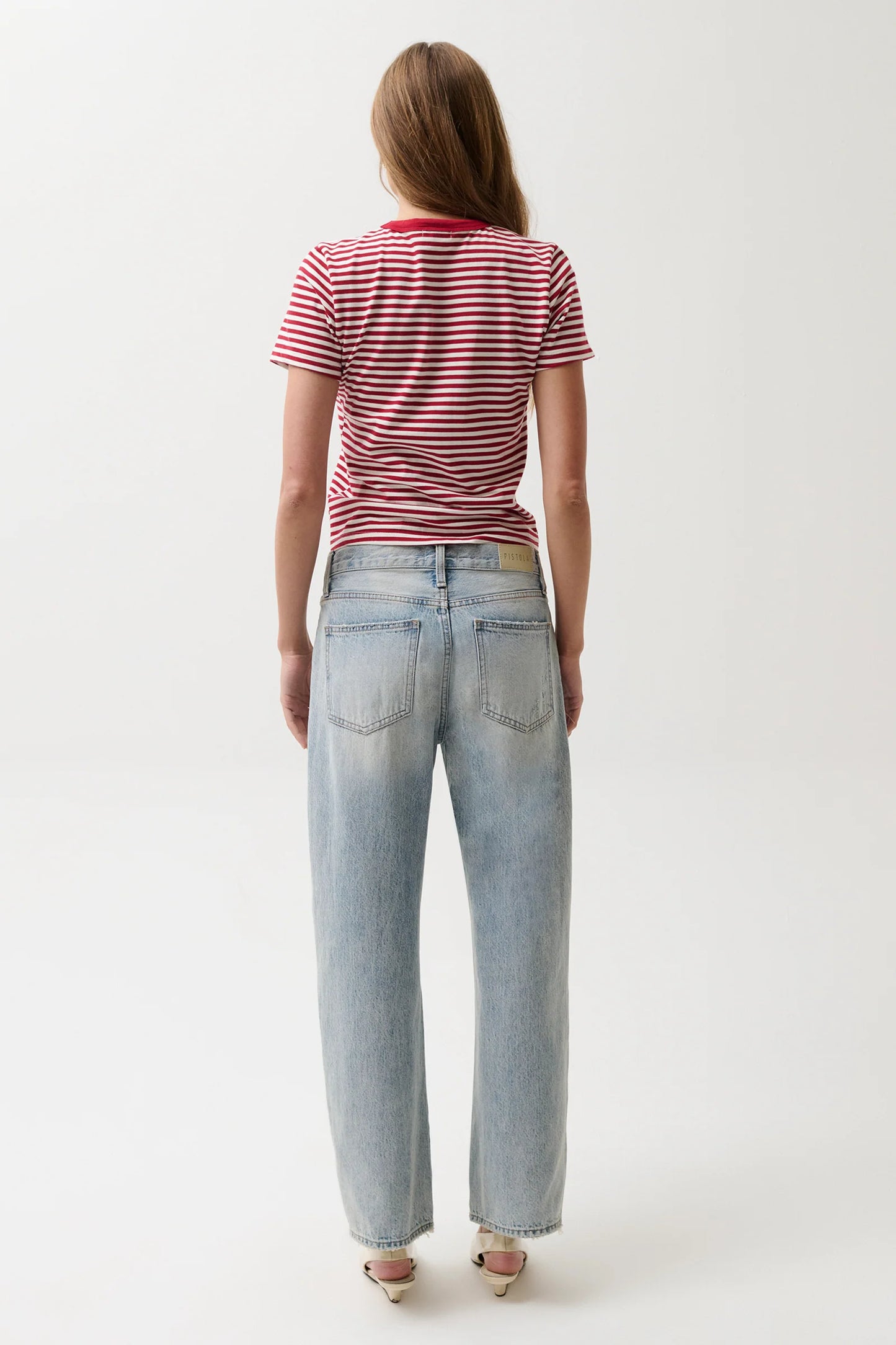 Pistola Lexi Mid-Rise Bowed Straight Jeans - Bowie