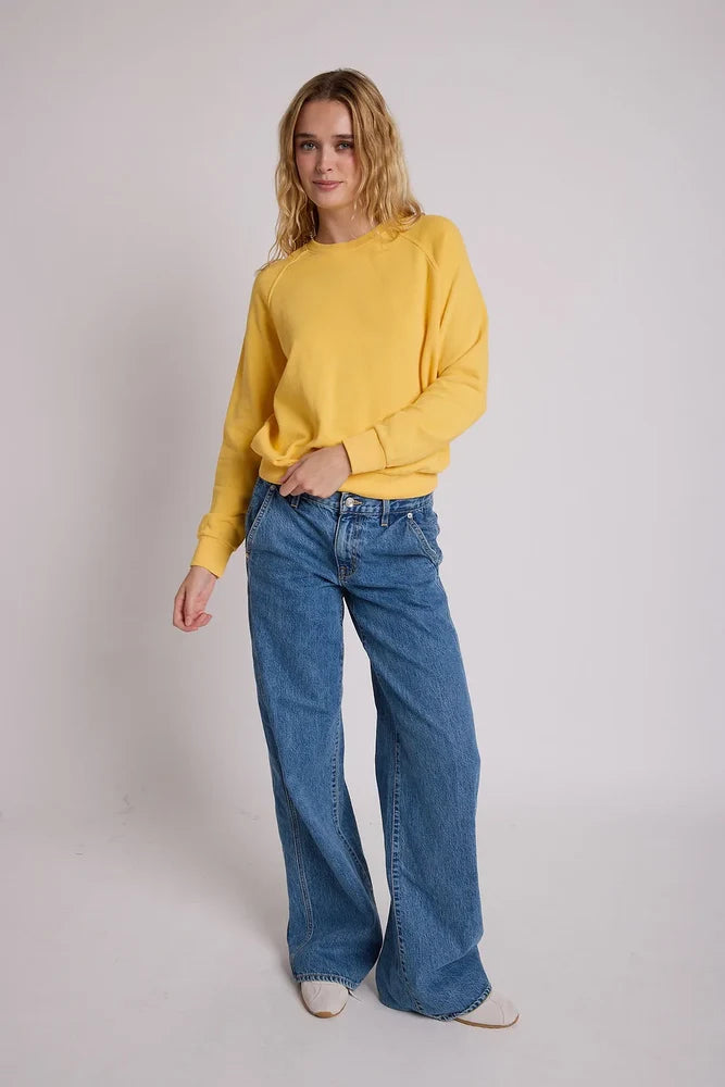 perfectwhitetee alexi french terry raglan crew sweatshirt - gold