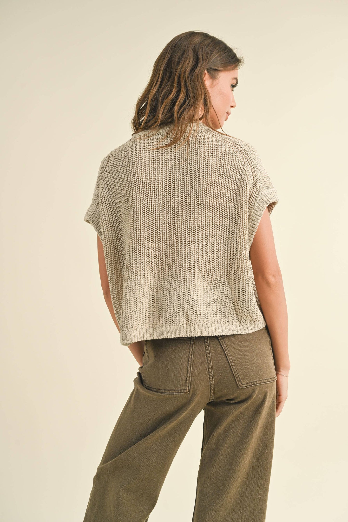MIOU MUSE - DOLMAN SLEEVE KNITTED TOP - DENIM BLUE
