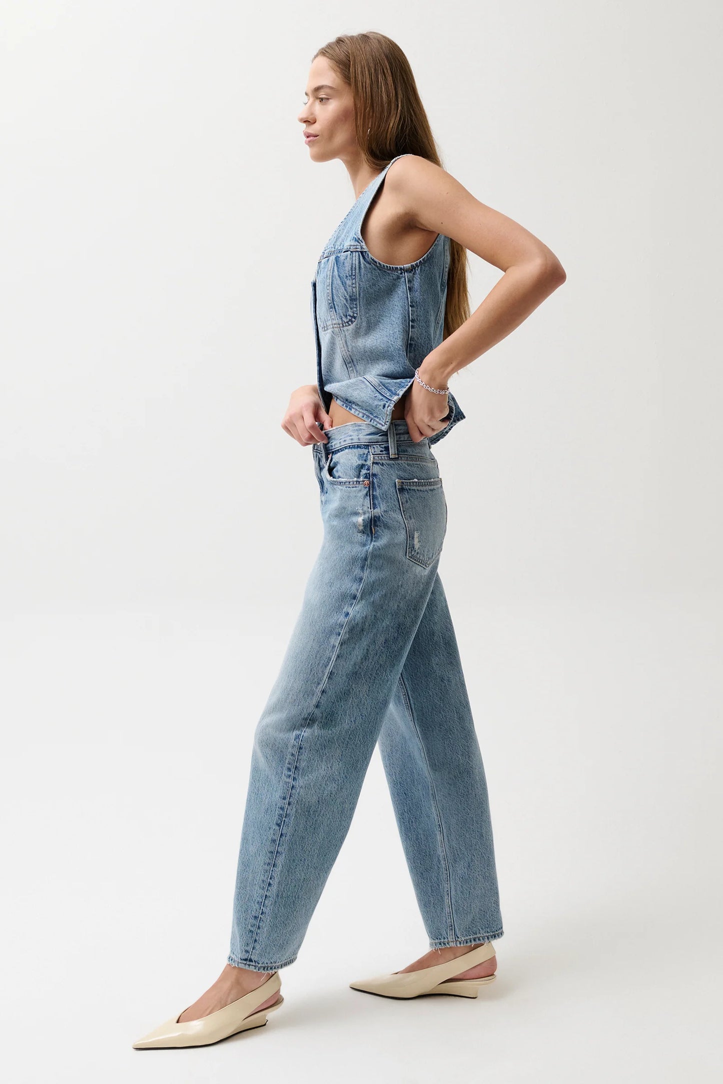 Pistola Wes High Rise Barrel Jeans - Blue Cloud