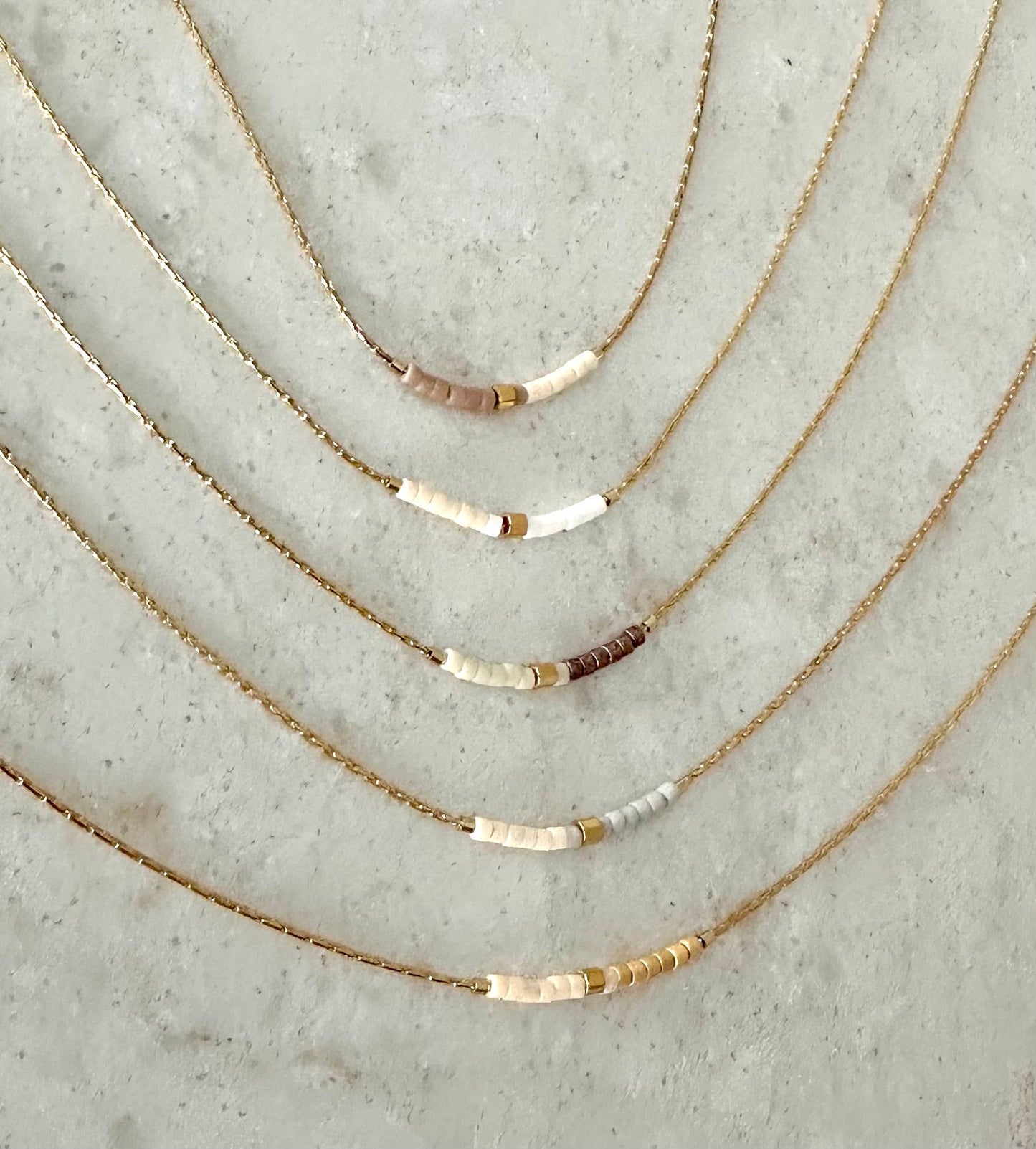 Ocean Breakup - Minimalist Beaded Necklace - Neutrals