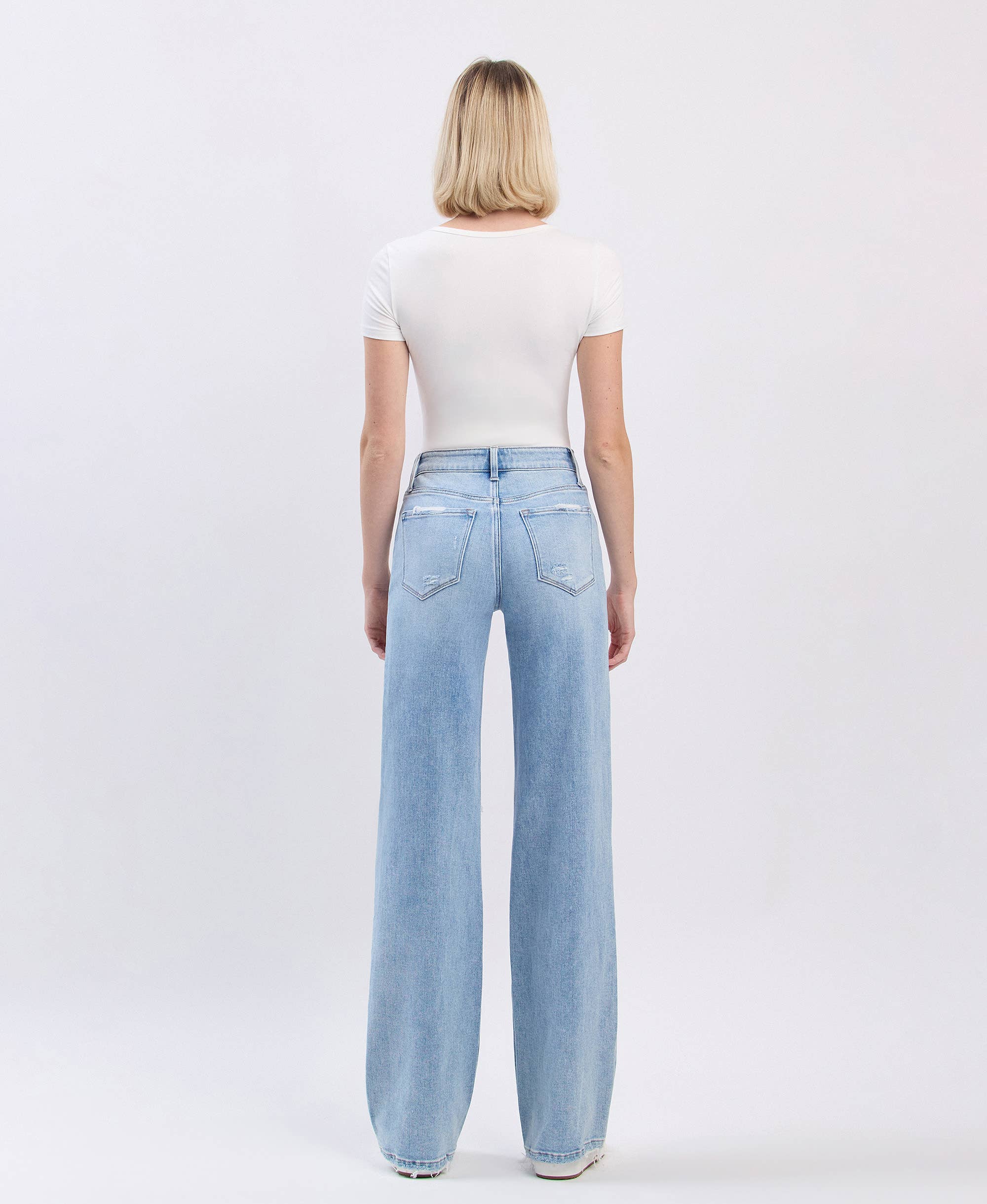 FLYING MONKEY - HIGH RISE DISTRESSED WIDE LEG JEANS