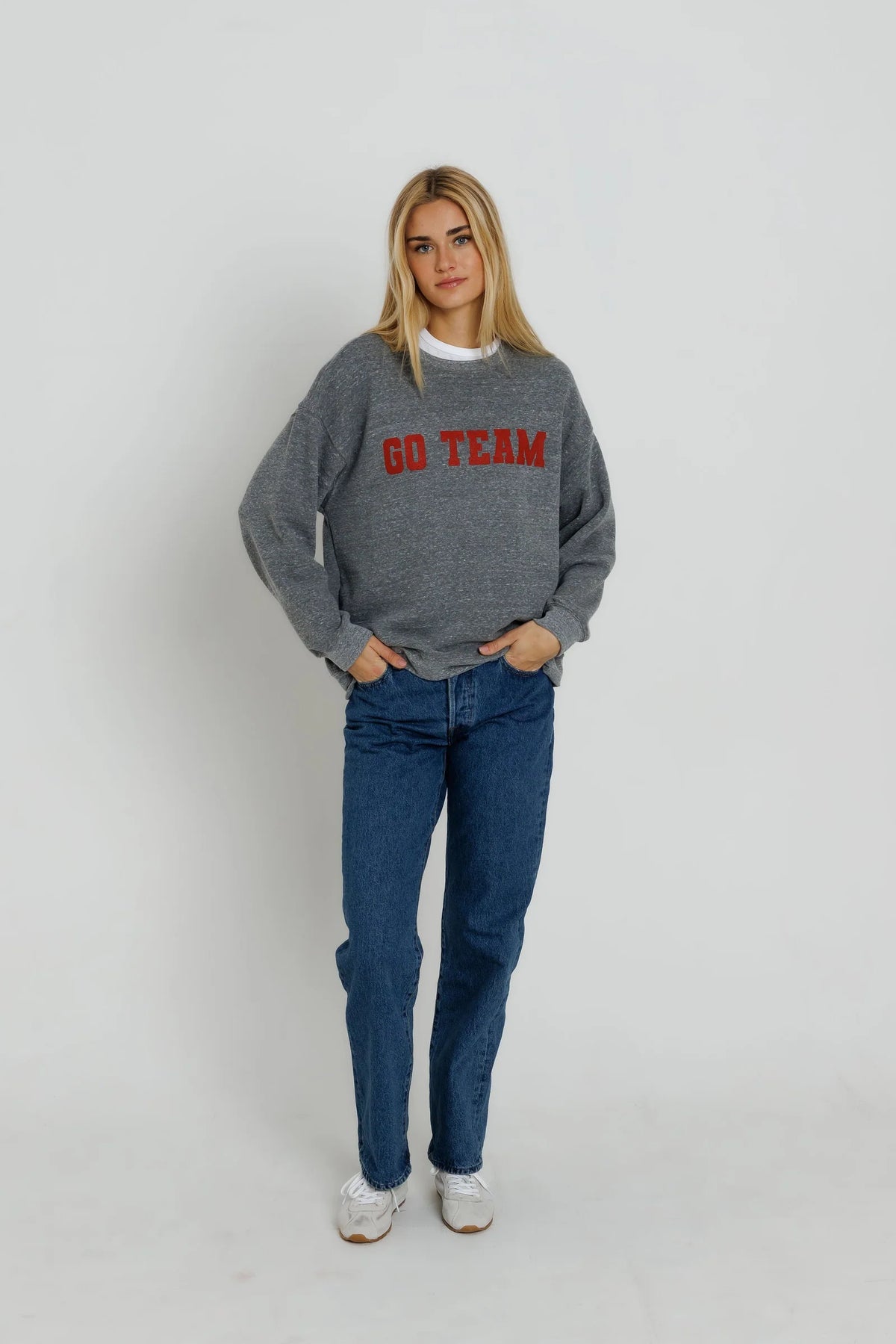 Sunny Somewhere - Go Team Oversized Crew Sweatshirt - Red