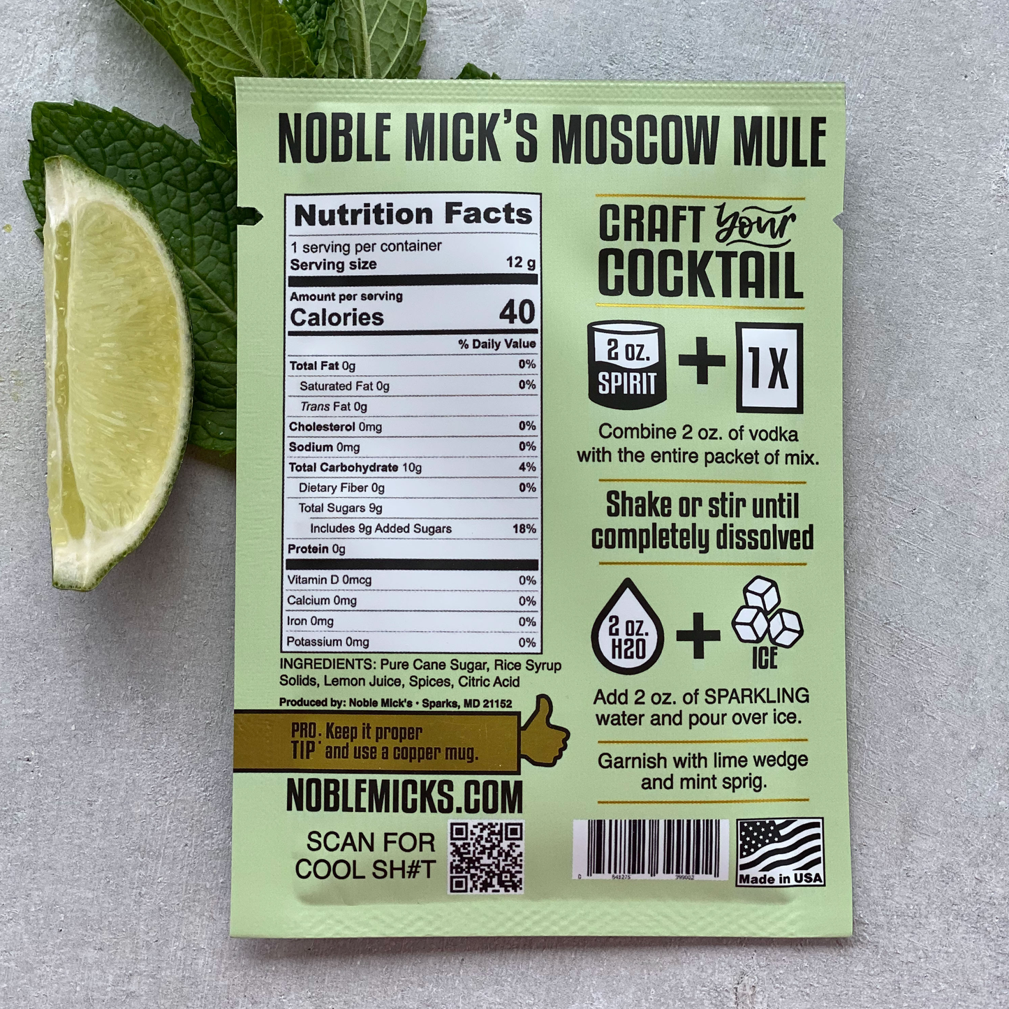 NOBLE MICK'S - Single Serve Craft Cocktails - Moscow Mule Single Serve Craft Cocktail