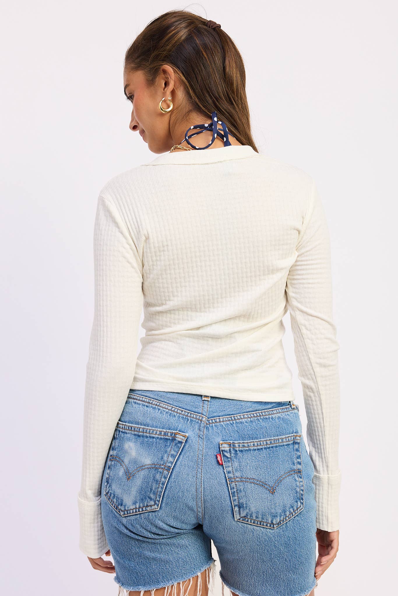 Leni Raw Edge Henley Top