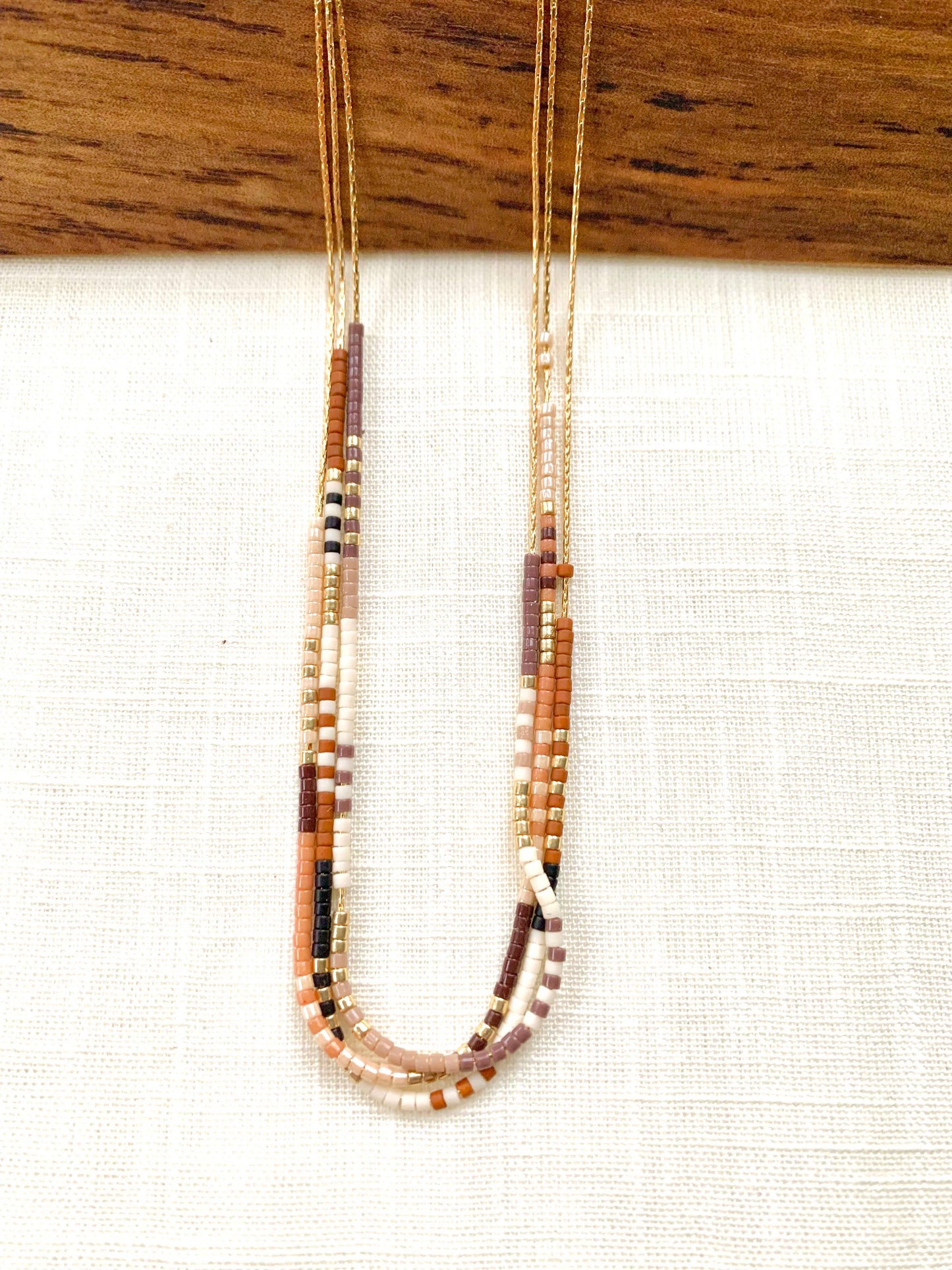 Ocean Breakup - Rich Neutral Seed Bead Necklace