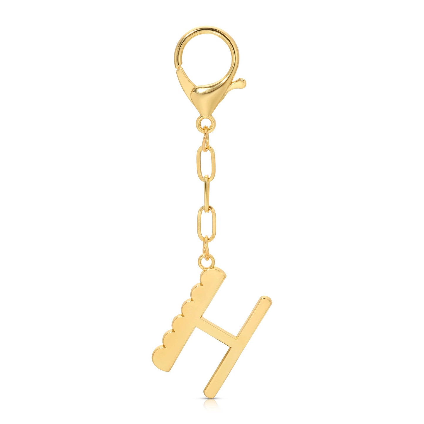Lucky Feather - Enamel Bag Charm / Keychain - Letter - H
