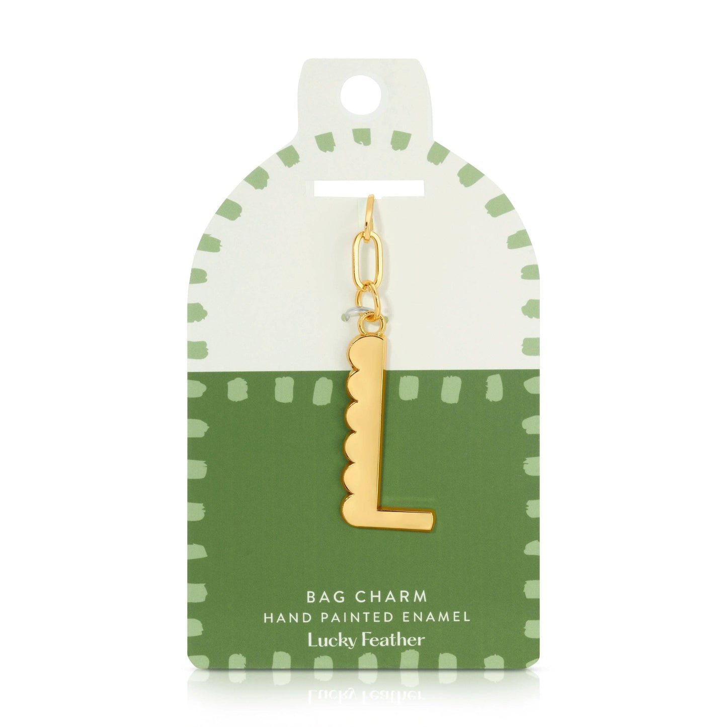 Lucky Feather - Enamel Bag Charm / Keychain - Letter - L