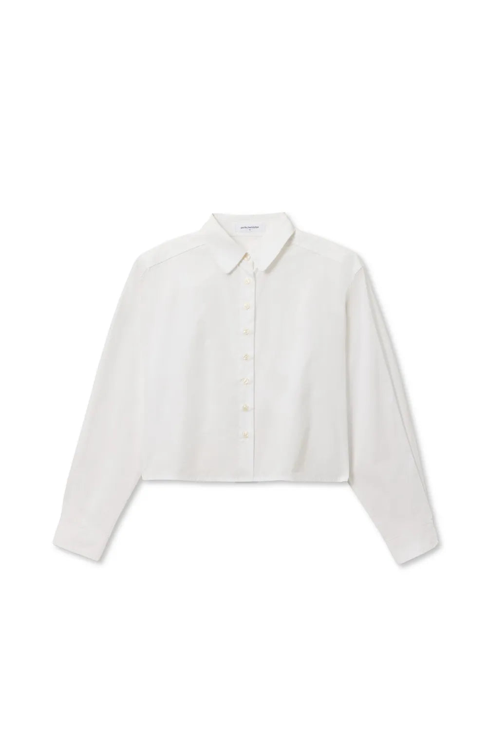 perfectwhitetee - naomi oxford cotton long sleeve cropped button up - white
