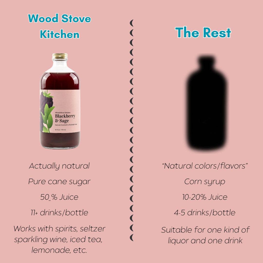 Wood Stove Kitchen - Blackberry & Sage Cocktail Mixer and Mocktail Mixer, 16 fl oz