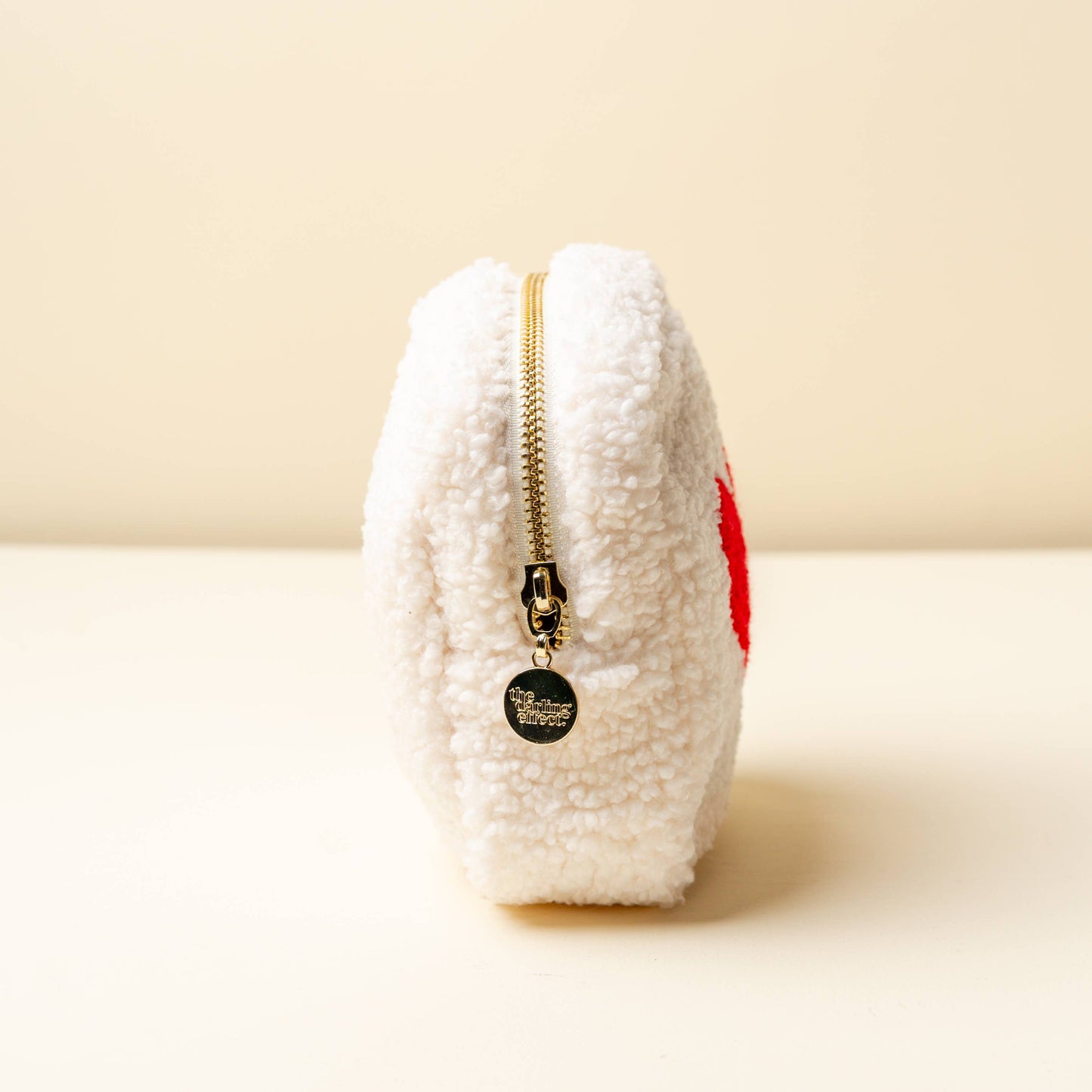 The Darling Effect - Square Teddy Pouch-Cream with Red Heart