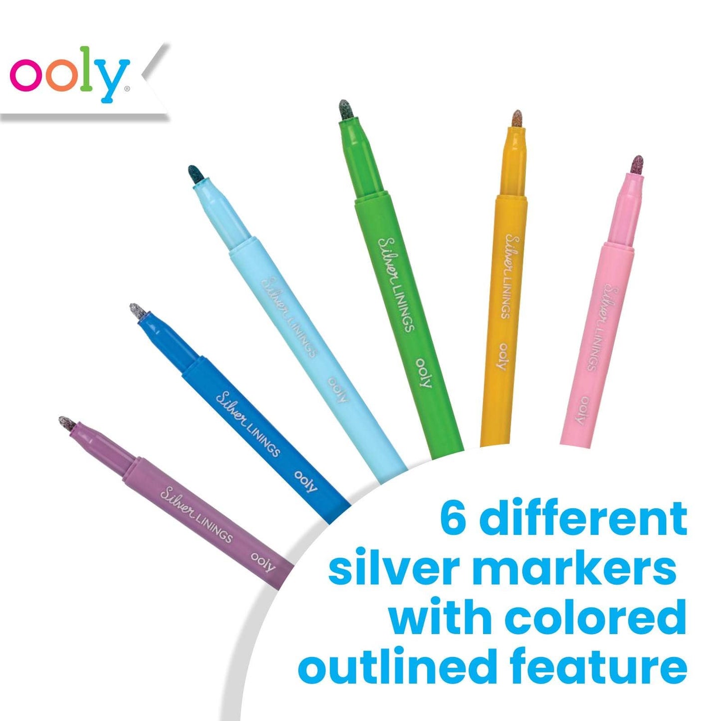 OOLY - Silver Linings Outline Markers - Set of 6