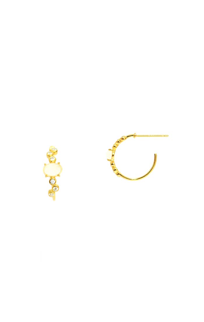 Tai Jewelry - Vermeil Hoops with Moonstone and CZ