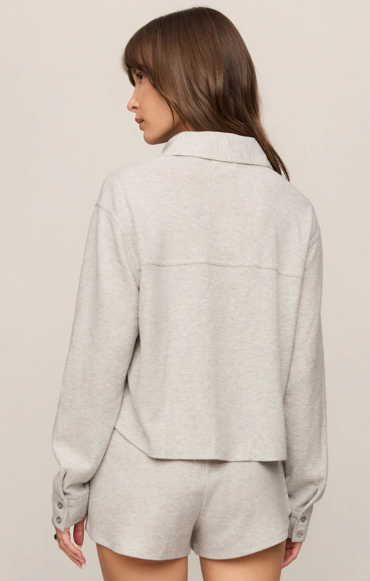 Z Supply Waffle Brushed Thermal Shirt - Feather Grey