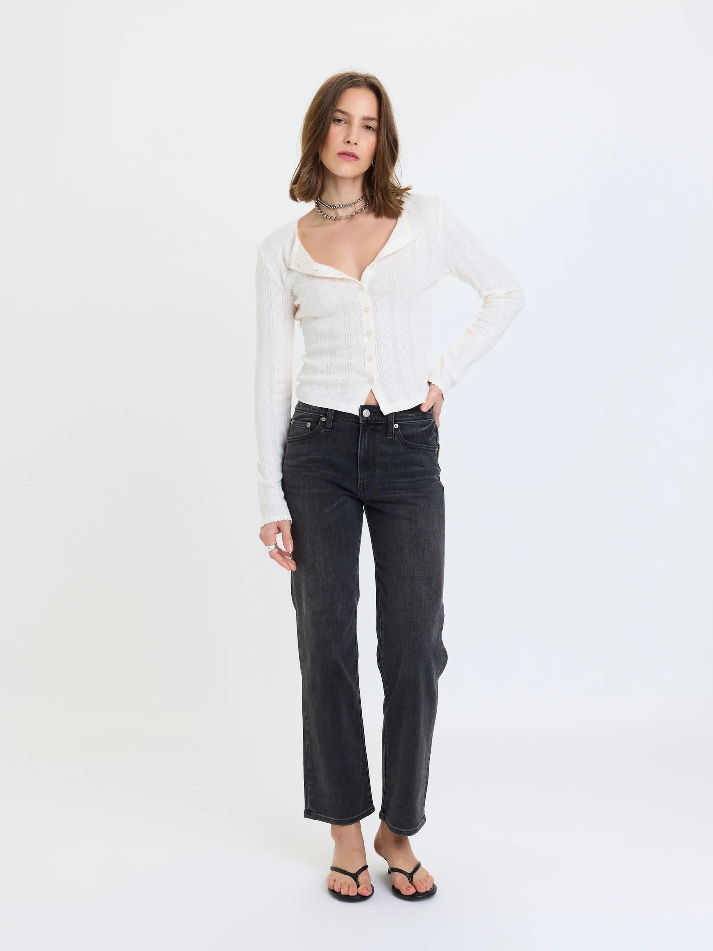 Daze Stargazer Pointelle Cardigan - Cloud Dancer