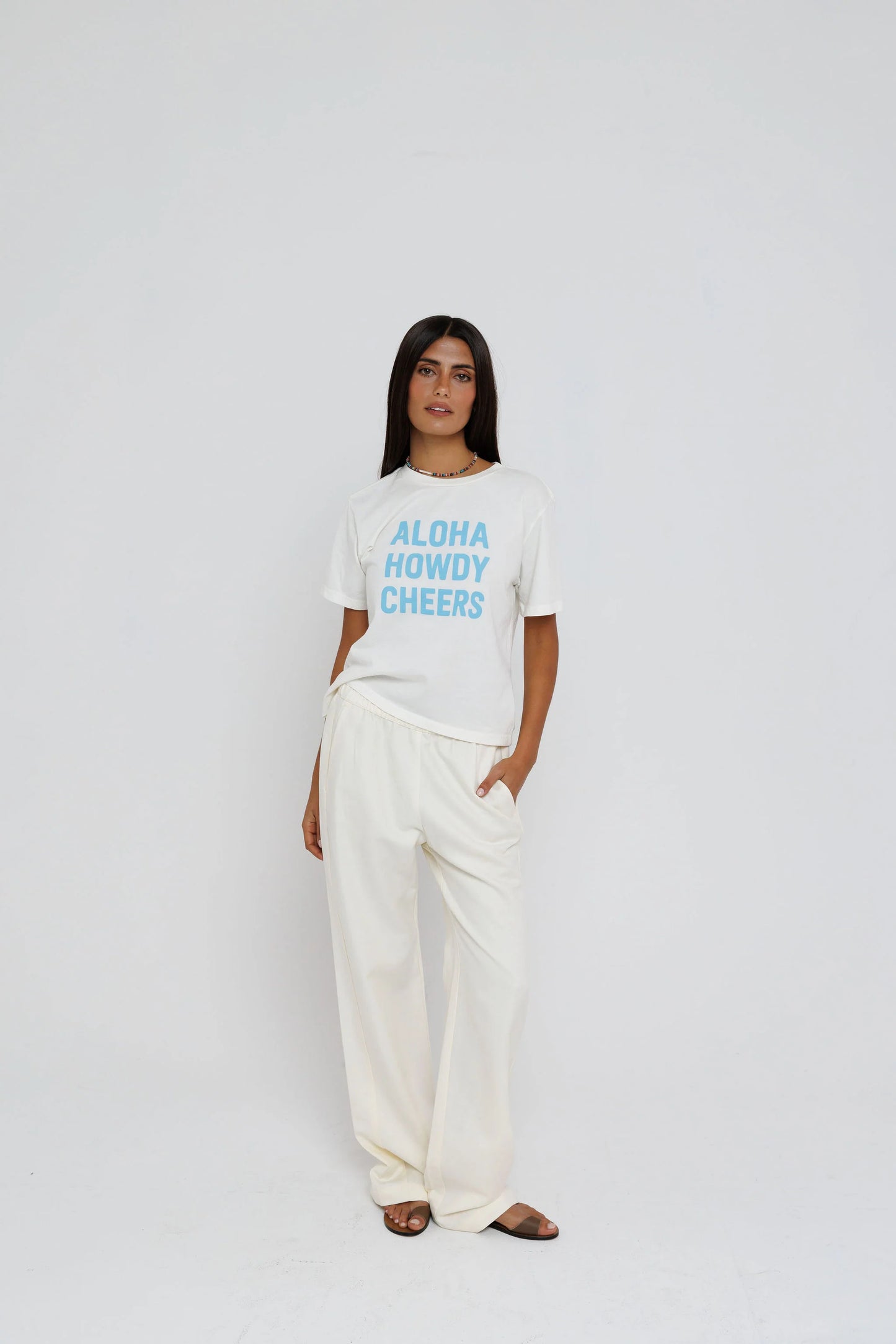 Sunny Somewhere Aloha, Howdy, Cheers Everyday Tee
