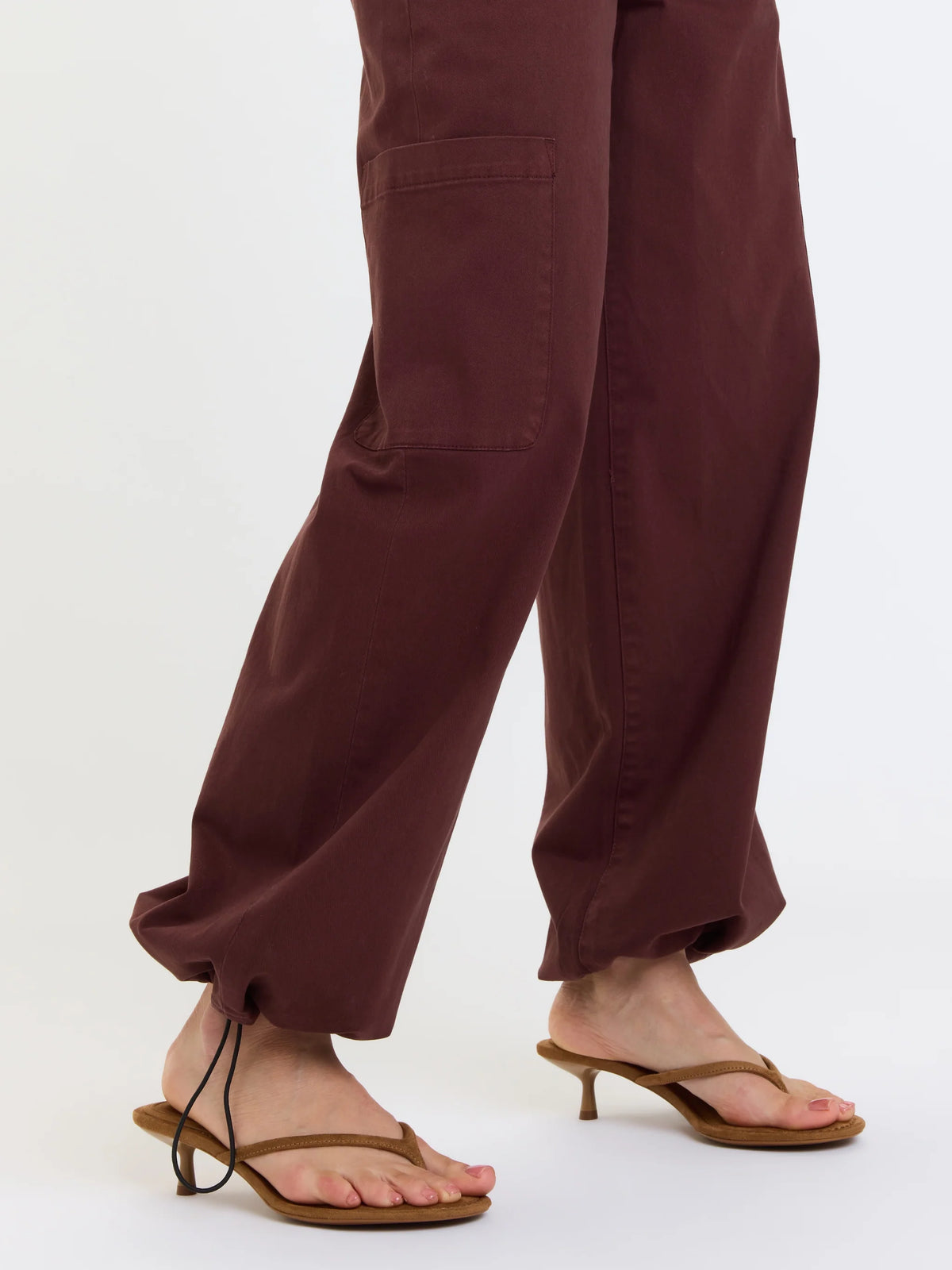 Daze Mirage Mid-Rise Cargo Harem Pants - Cherry Cola