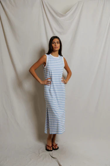 perfectwhitetee - lanell stripe dress - pacific blue