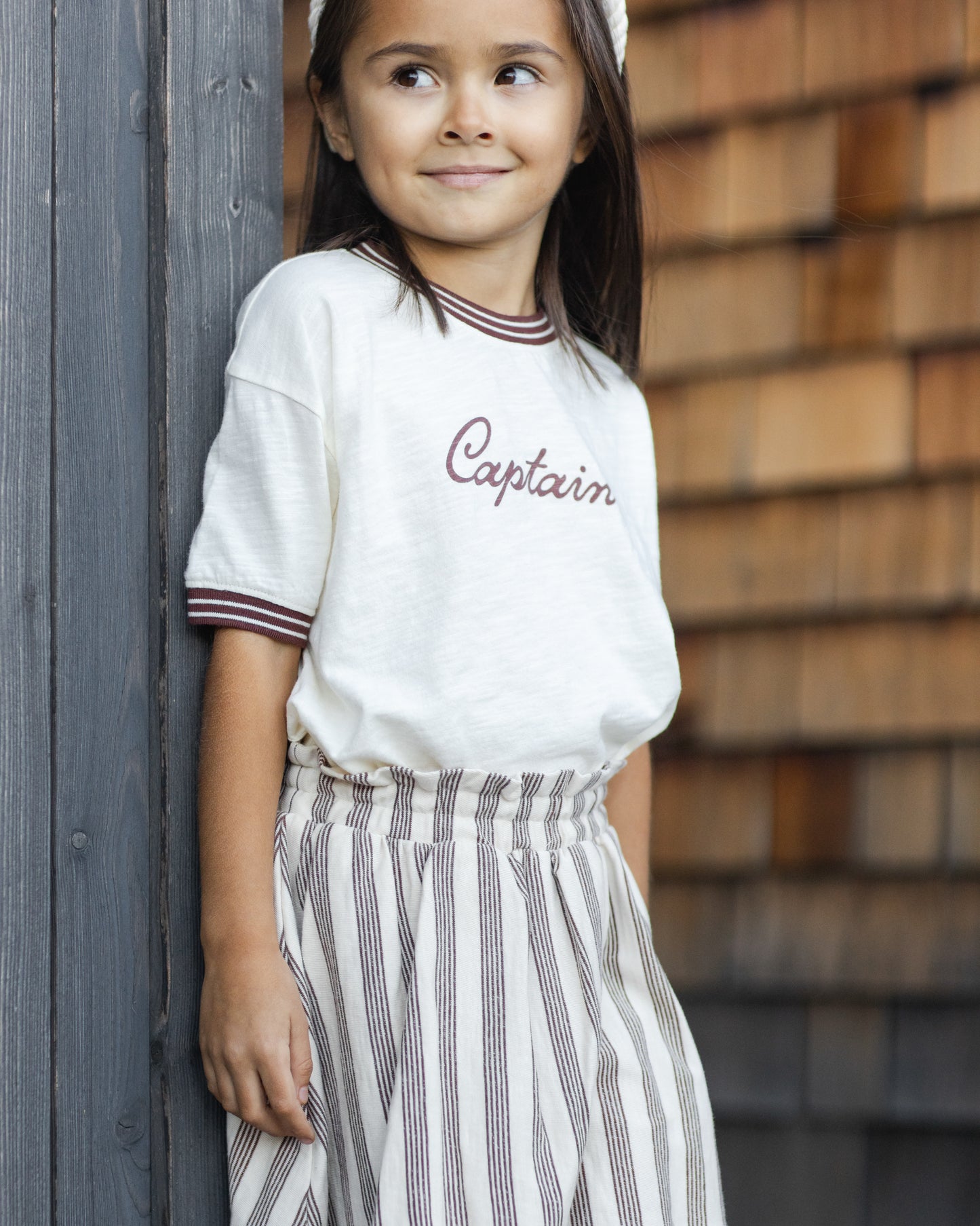 RYLEE + CRU SASHA SKORT BROWN STRIPE