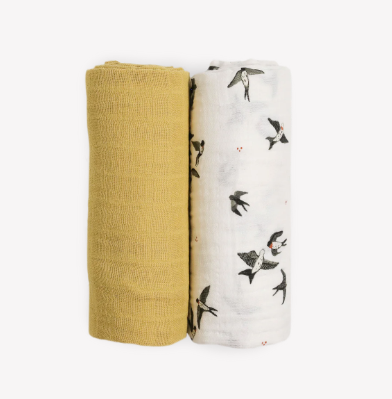 Little Unicorn Organic Cotton Muslin Swaddle Blanket - Swallows