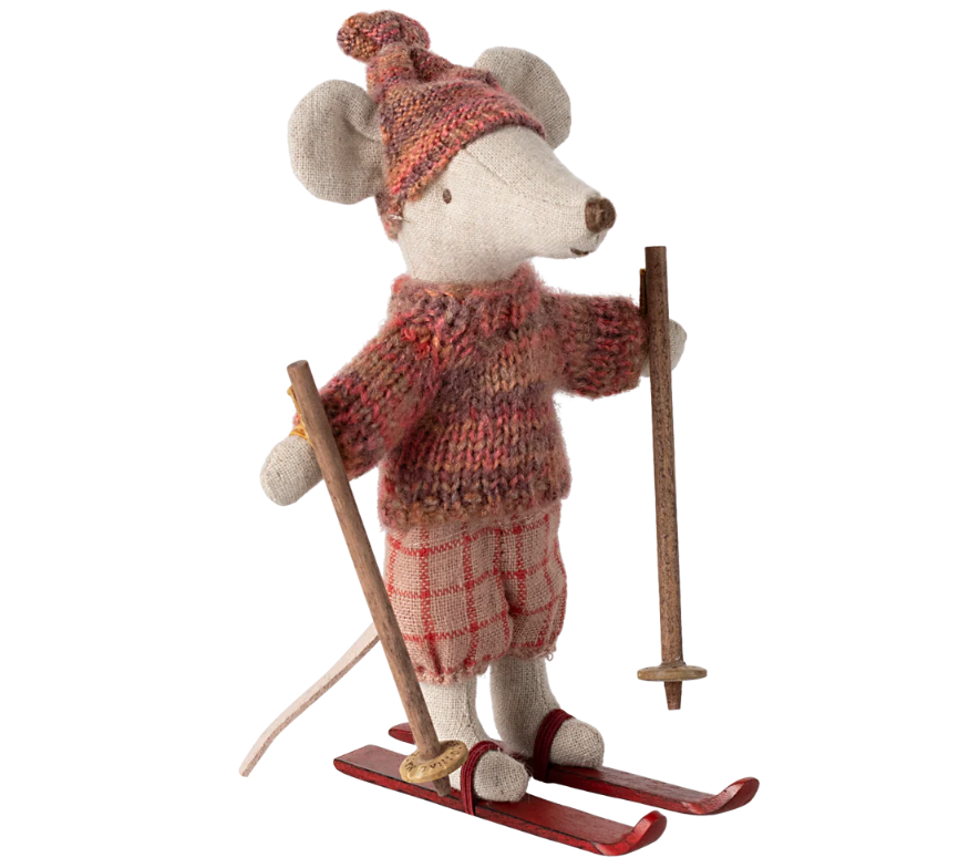Maileg Winter Mouse with Ski Set - Big Sister Rose