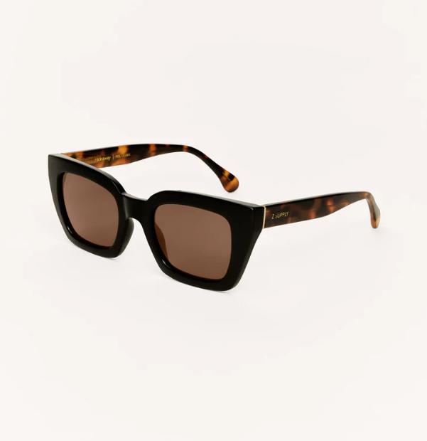 Z Supply Sunglasses - Hideaway - Black Tort Brown
