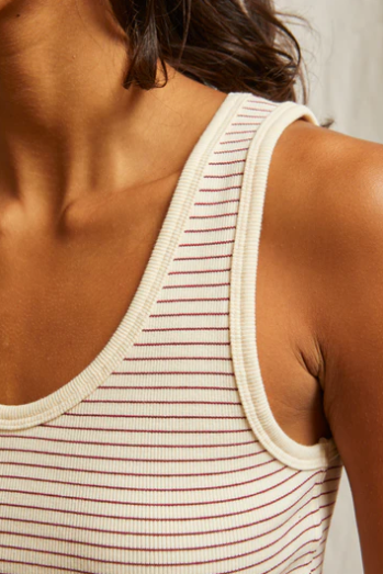 perfectwhitetee - Blondie Rib Tank - Red Stripe