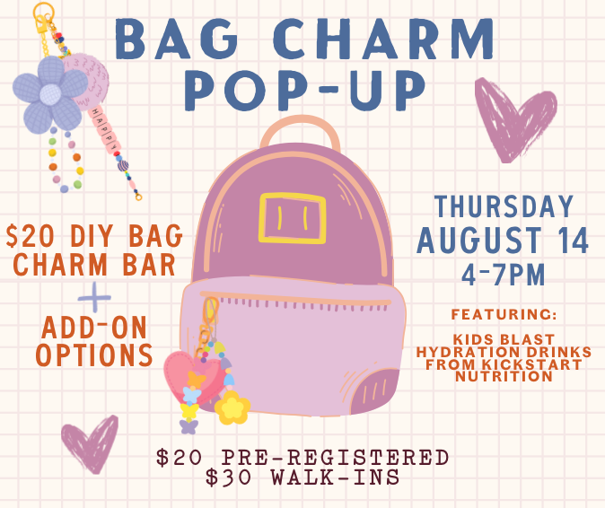 Back to School Bag Charm Bar Pop-Up